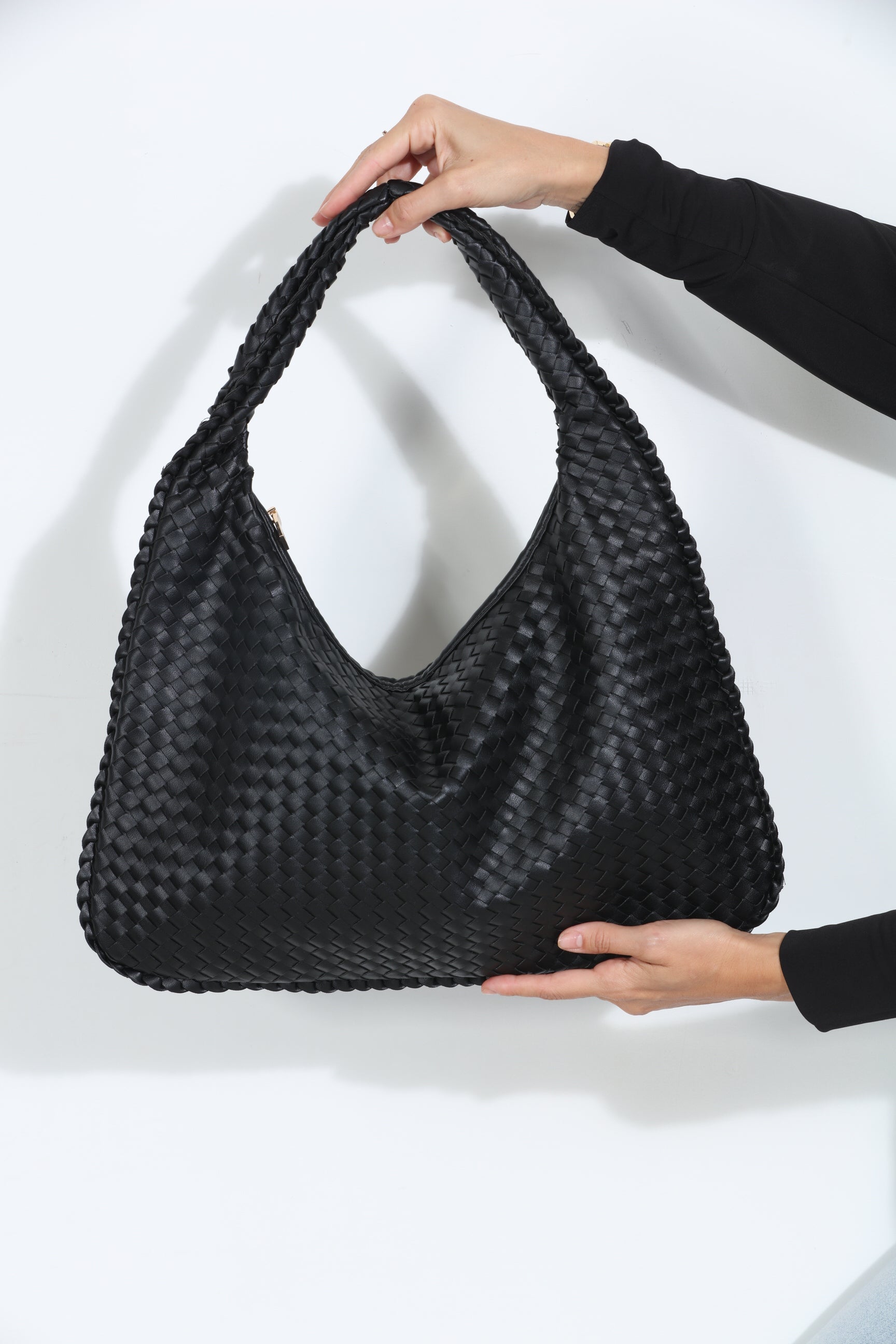 Black Woven Shoulder Purse