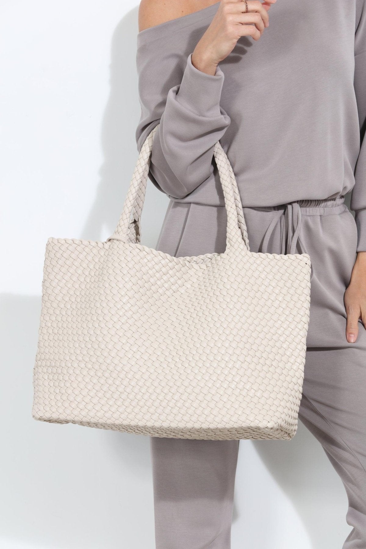 Solana Woven Tote- Latte