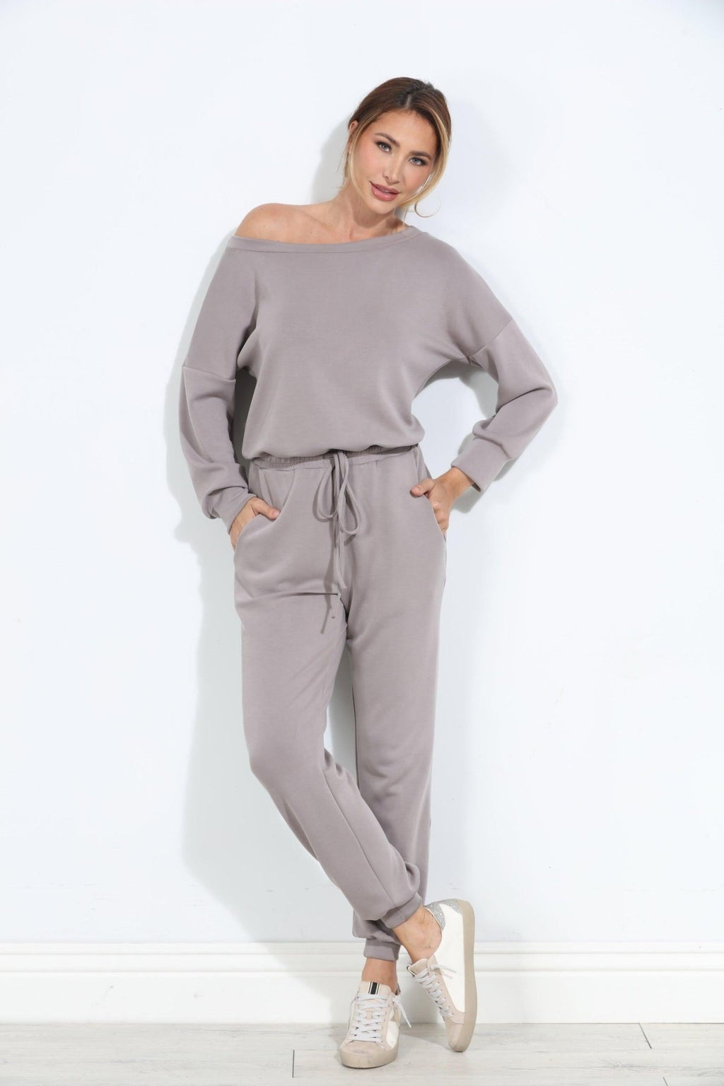 Taupe Soft Stretch Jumpsuit-FINAL SALE