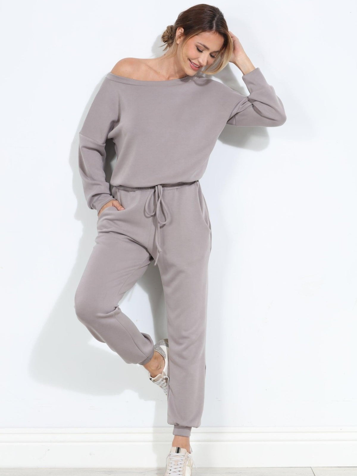 Taupe Soft Stretch Jumpsuit-FINAL SALE
