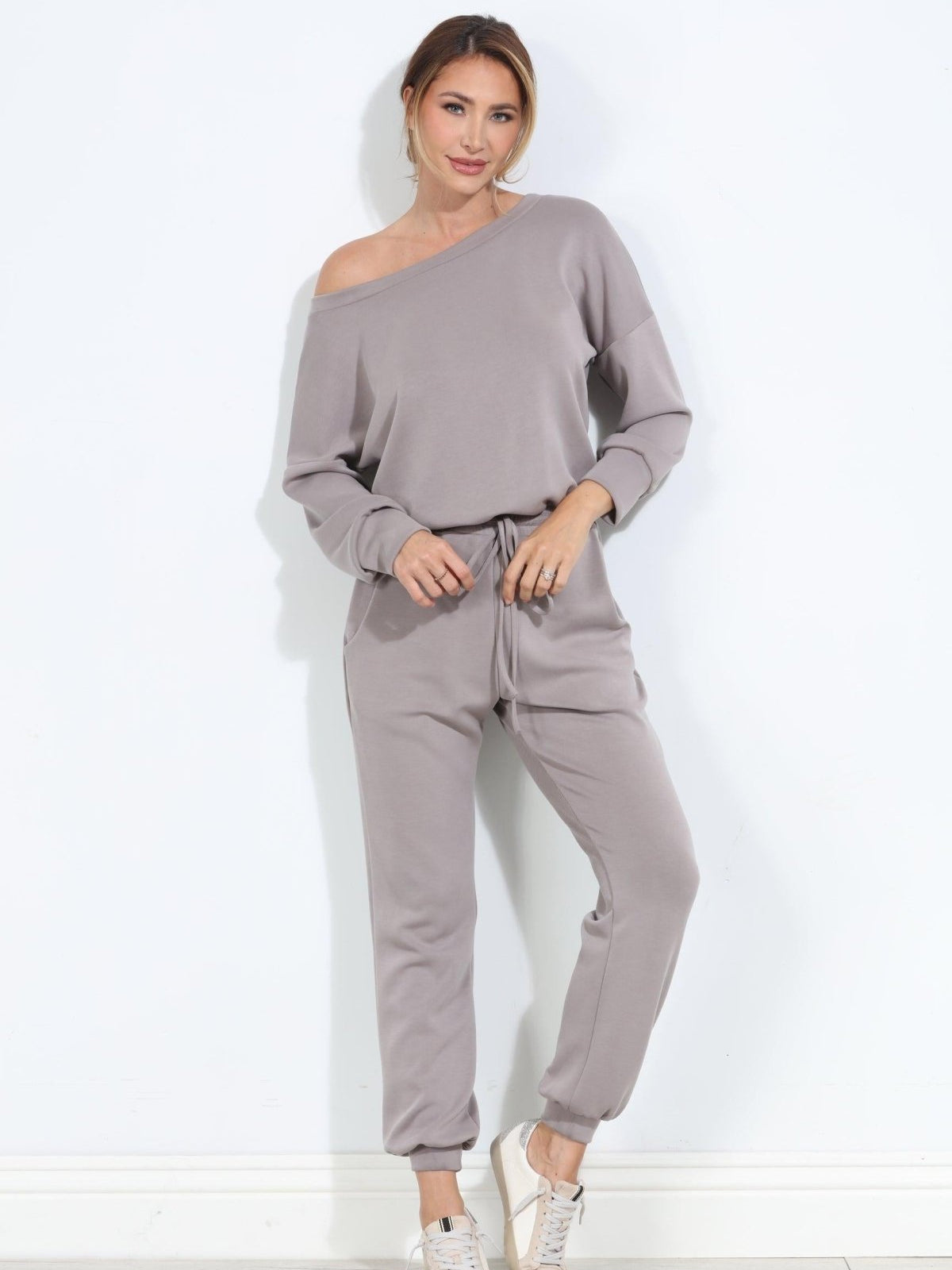 Taupe Soft Stretch Jumpsuit-FINAL SALE