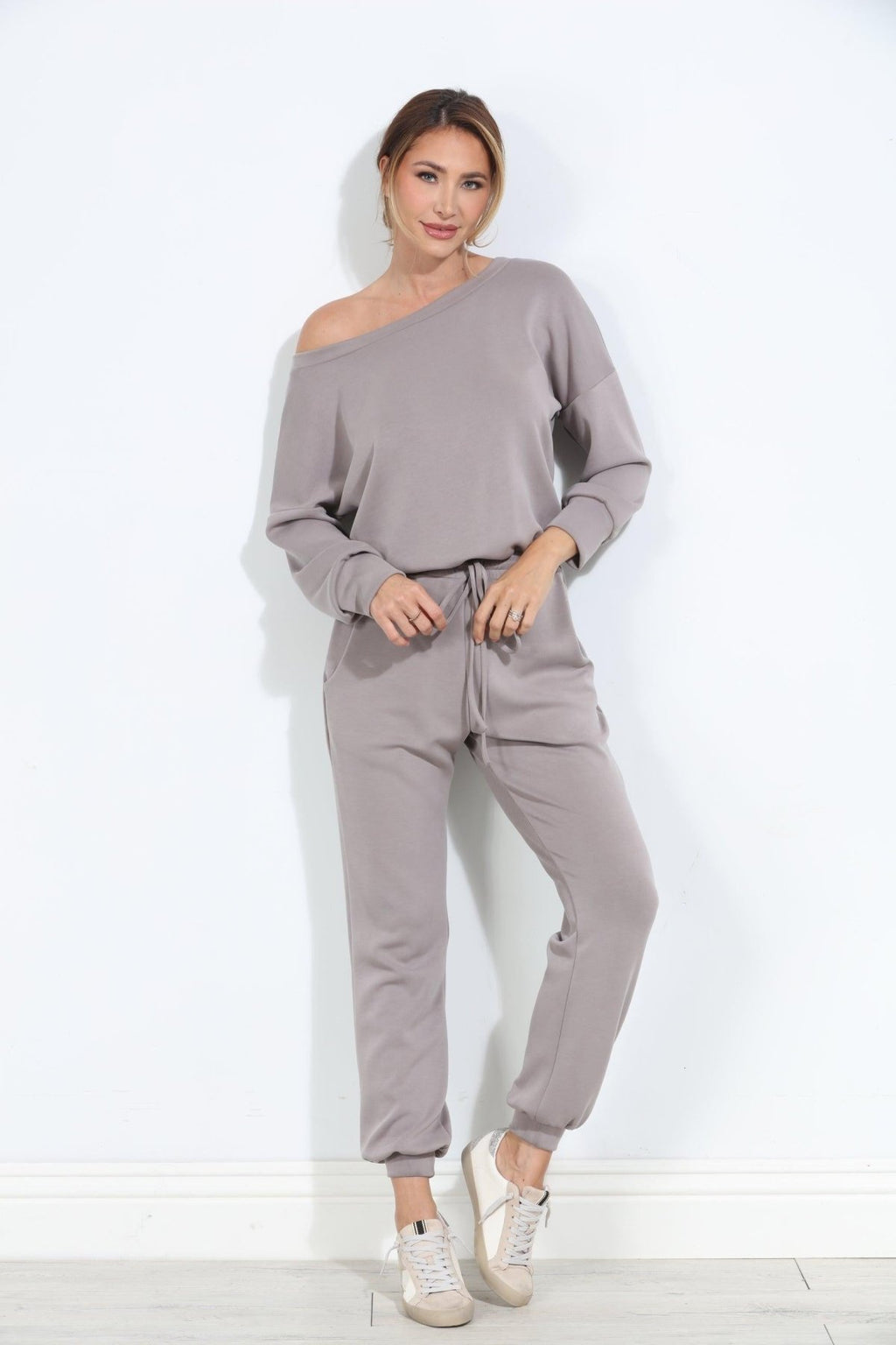 Taupe Soft Stretch Jumpsuit-FINAL SALE