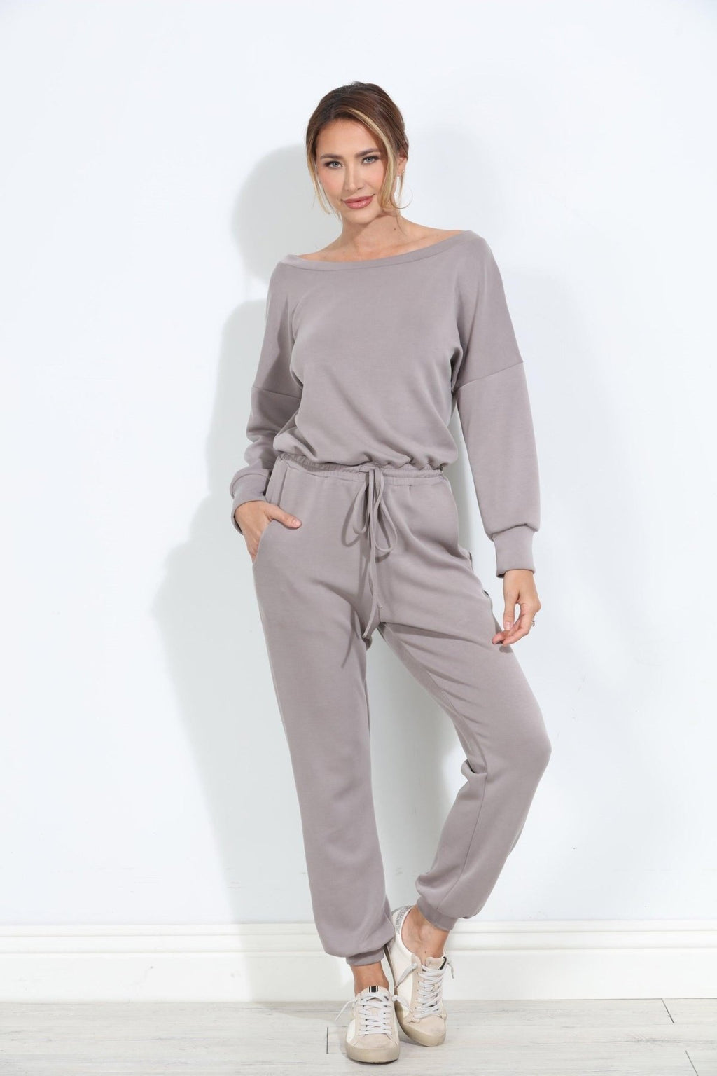 Taupe Soft Stretch Jumpsuit-FINAL SALE