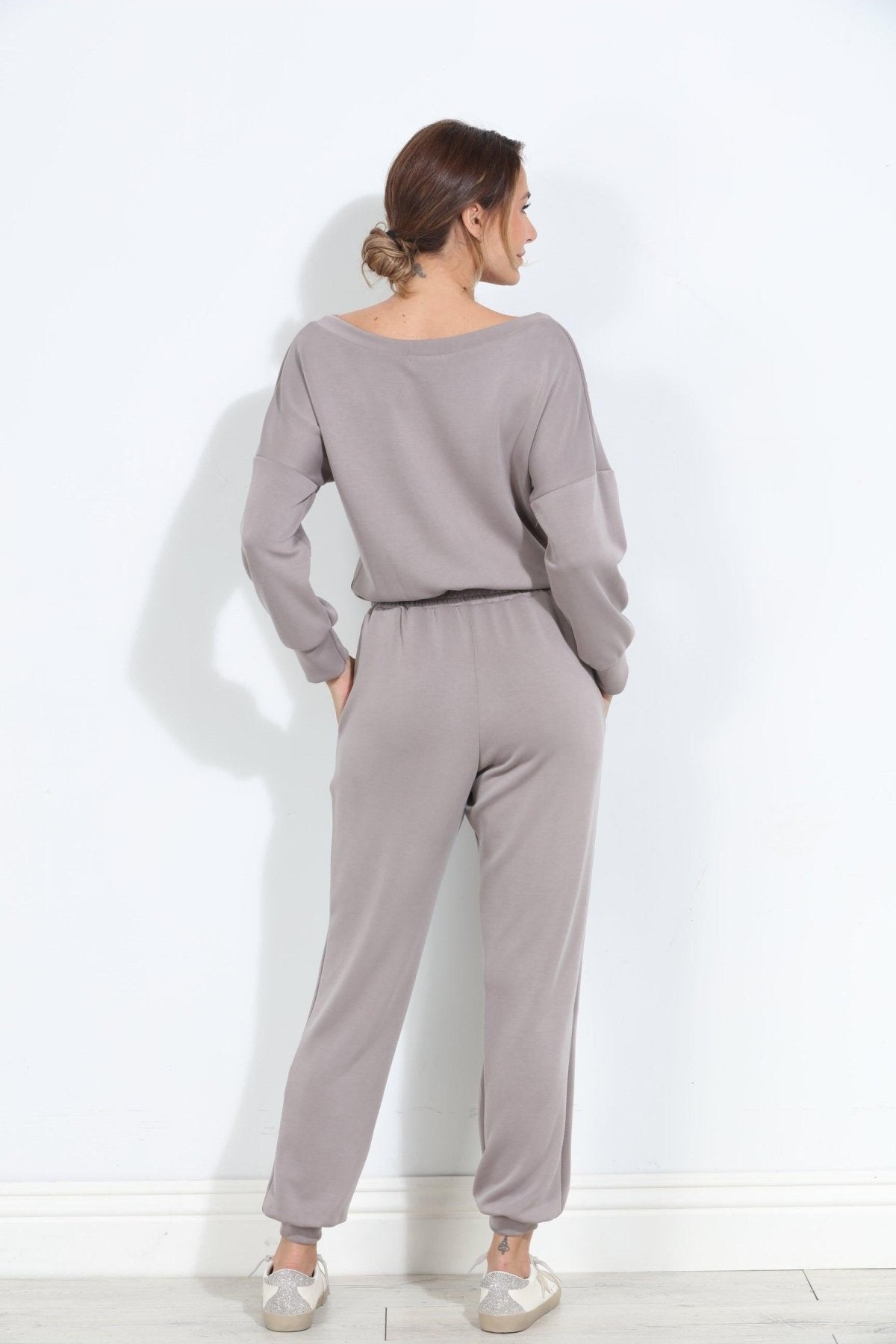 Taupe Soft Stretch Jumpsuit-FINAL SALE