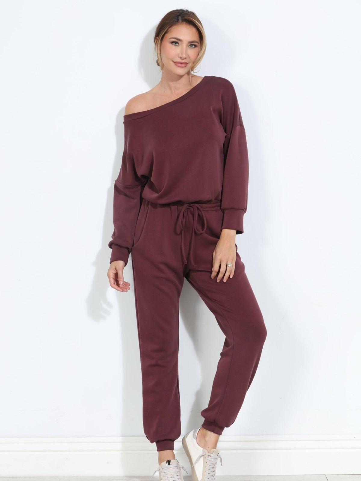 Wine Soft Stretch Jumpsuit-BEST SELLER