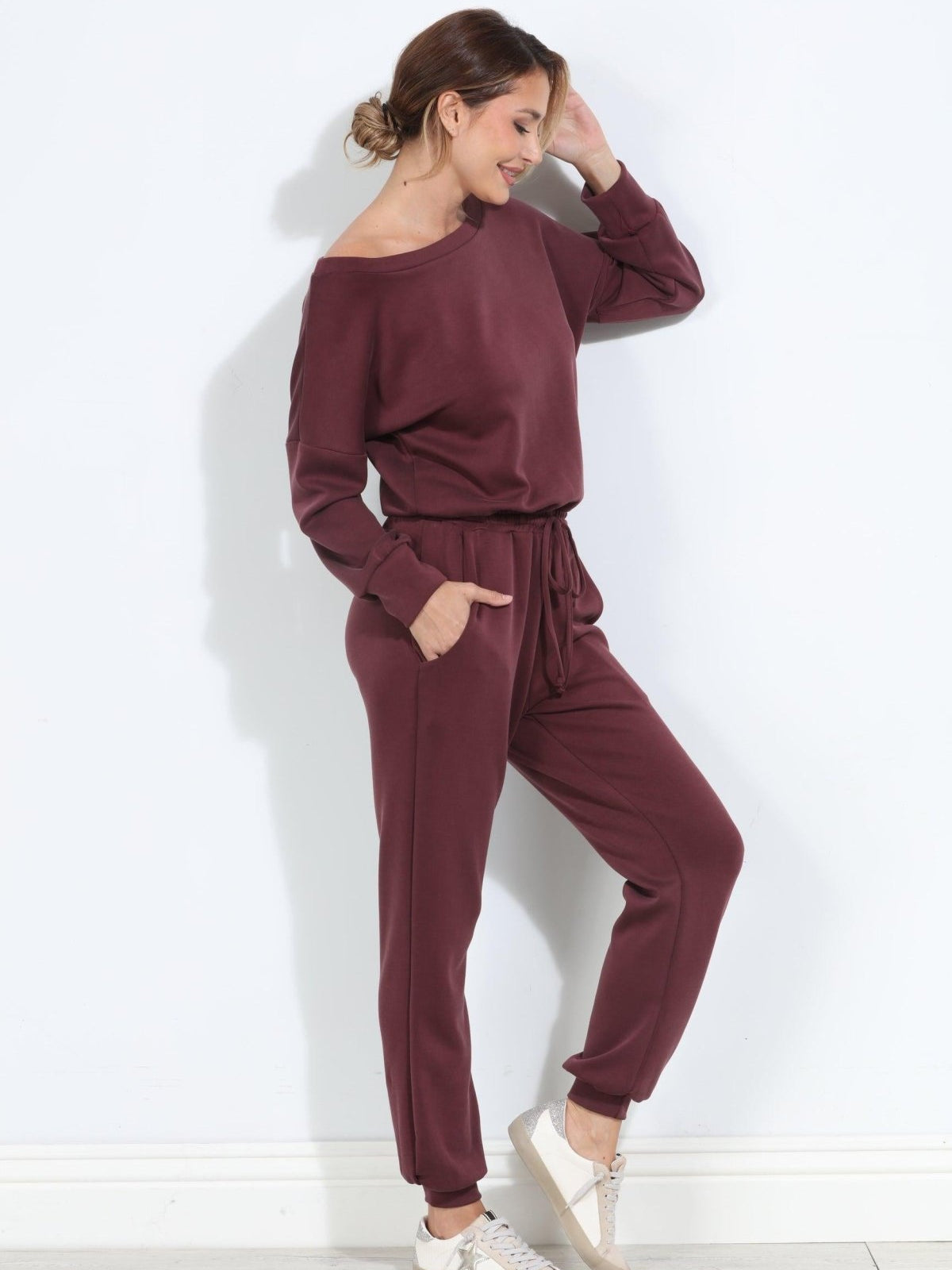 Wine Soft Stretch Jumpsuit-BEST SELLER