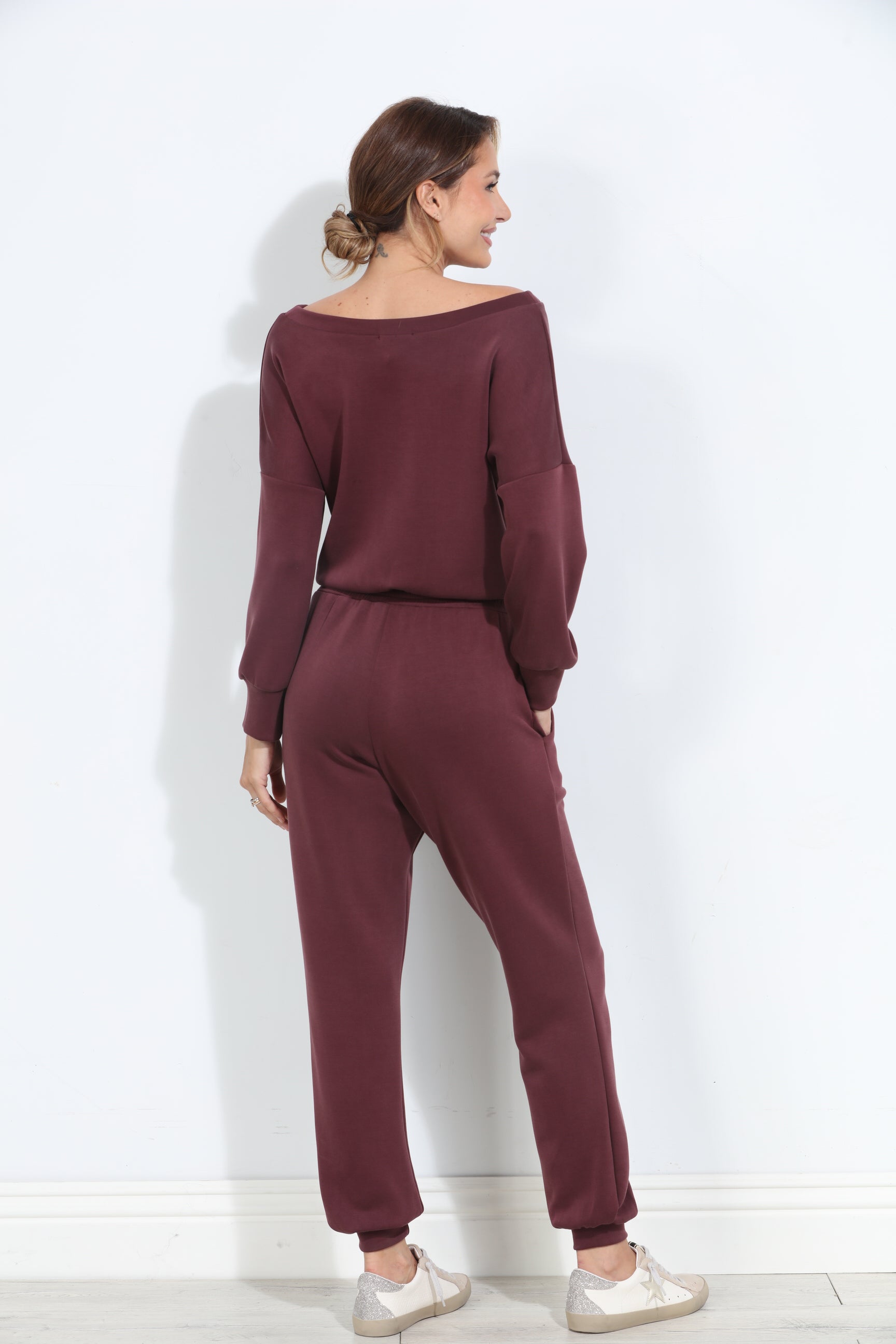 Wine Soft Stretch Jumpsuit-BEST SELLER