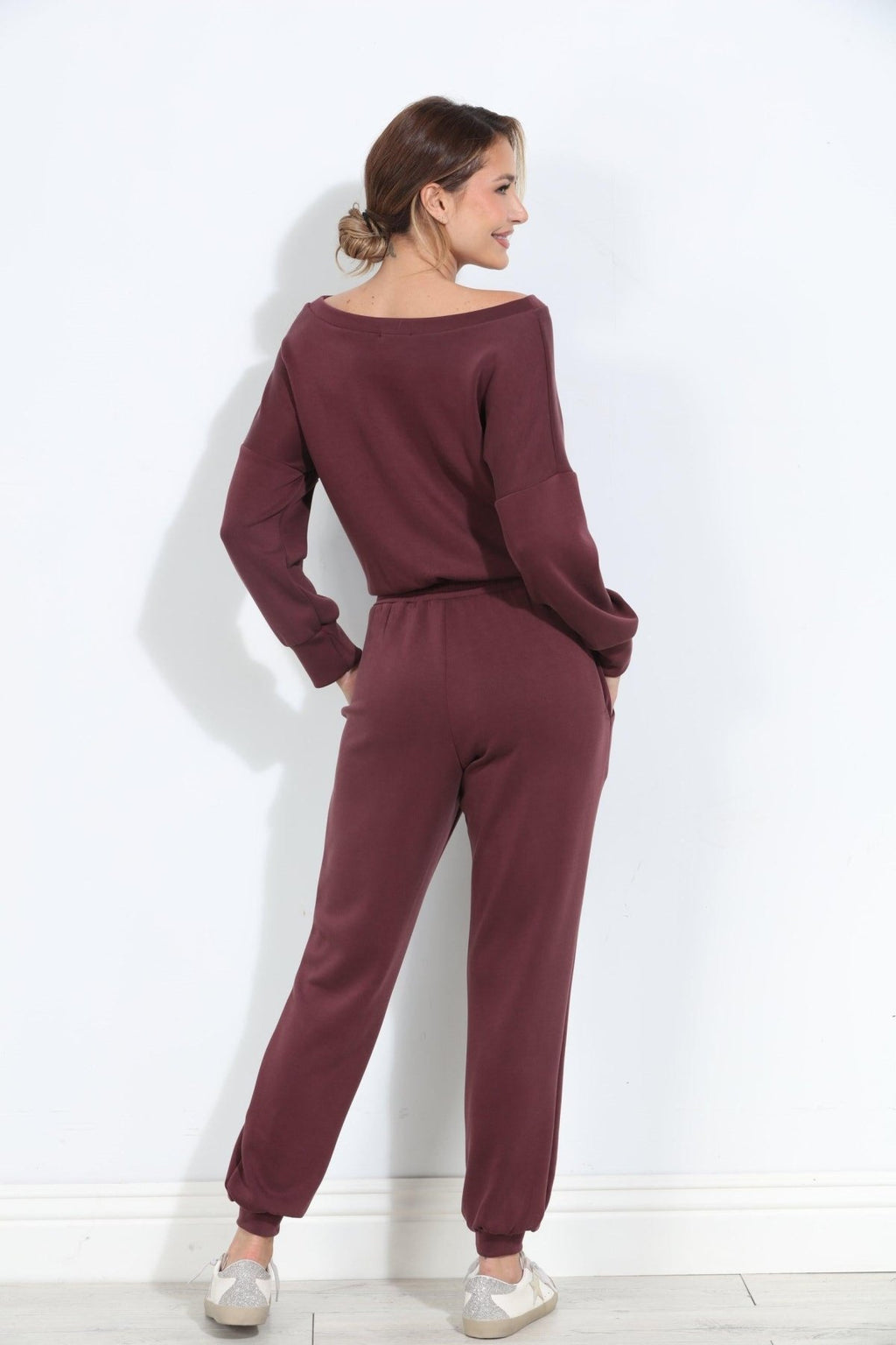 Wine Soft Stretch Jumpsuit-BEST SELLER