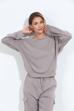 Taupe Soft Stretch Sweatshirt-FINAL SALE