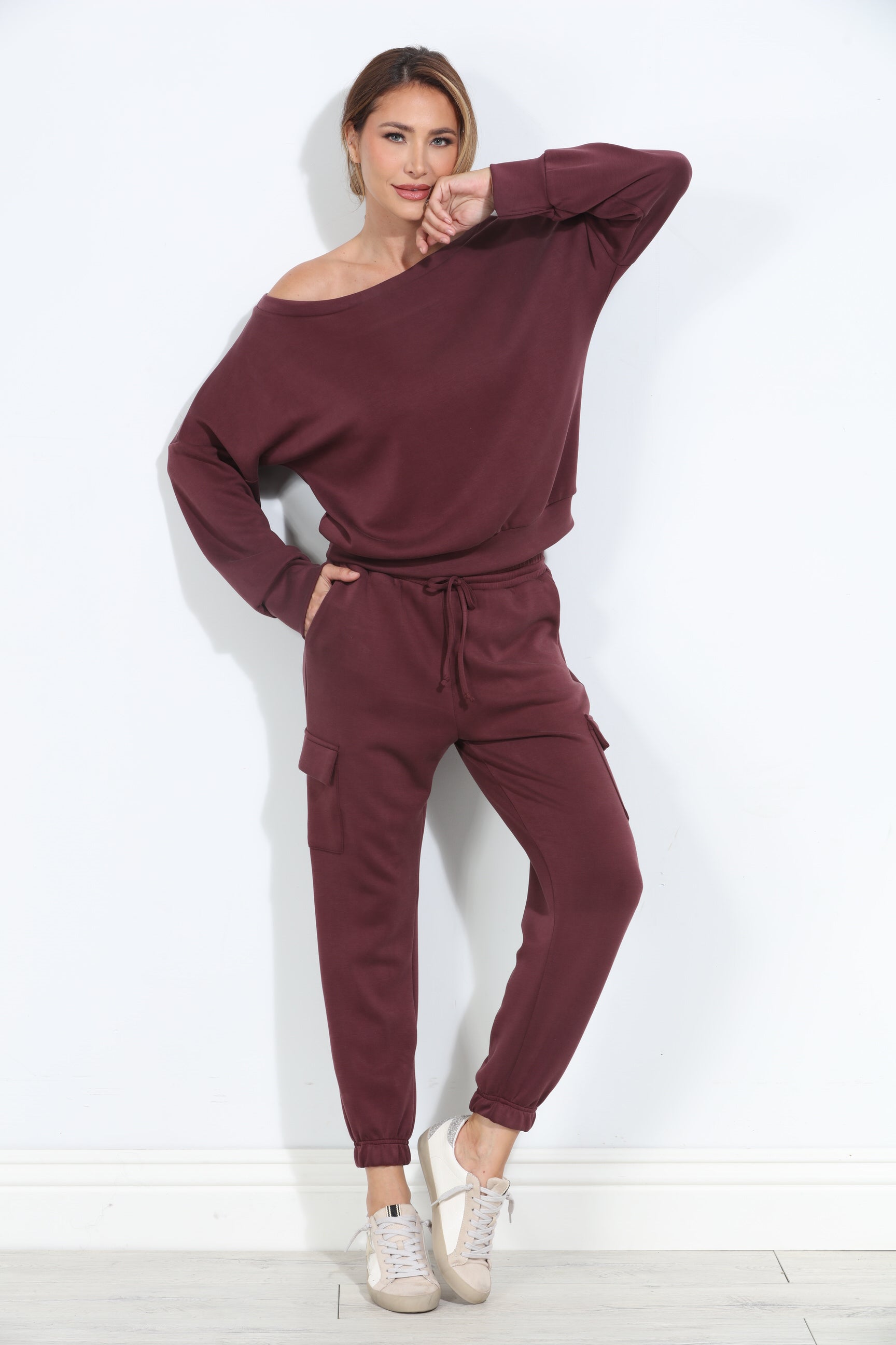 Wine Soft Stretch Joggers-BEST SELLER