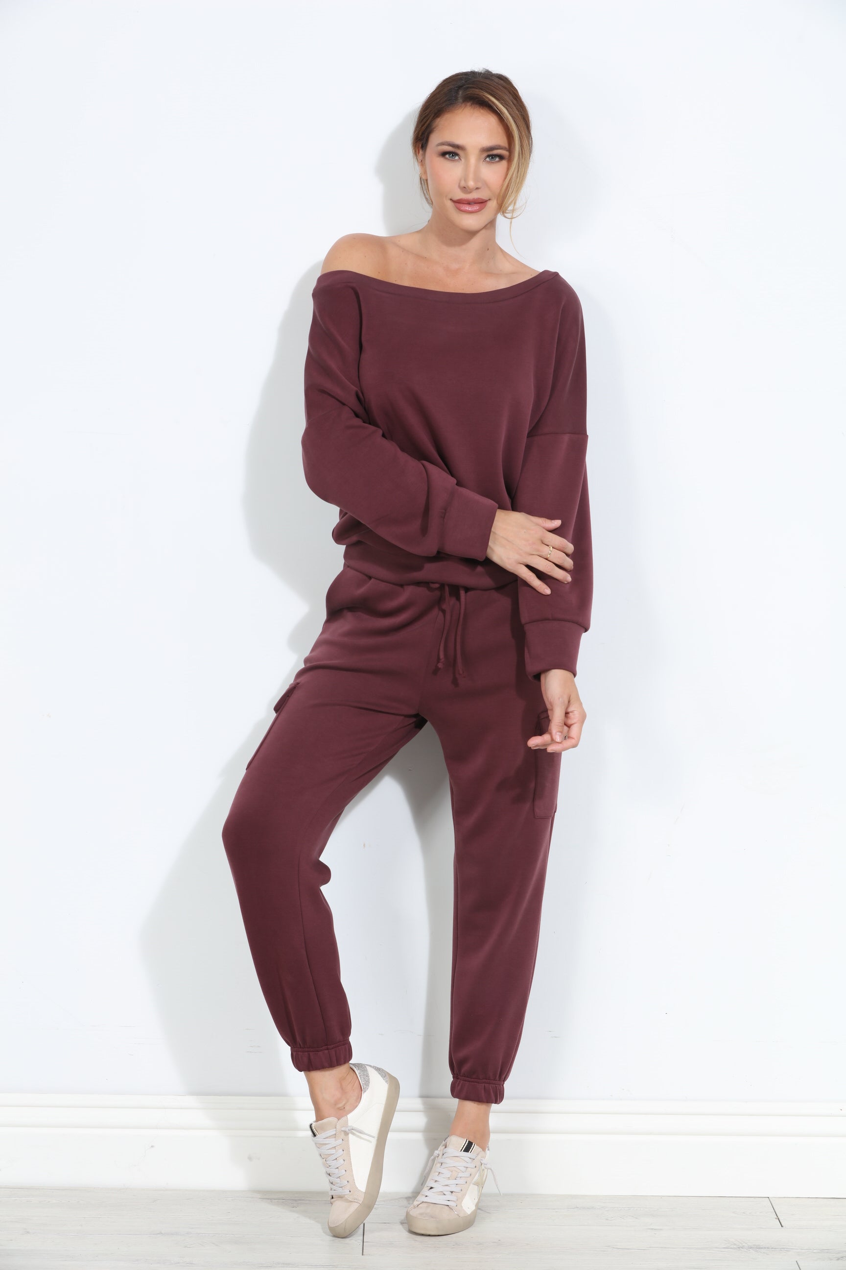 Wine Soft Stretch Joggers-BEST SELLER