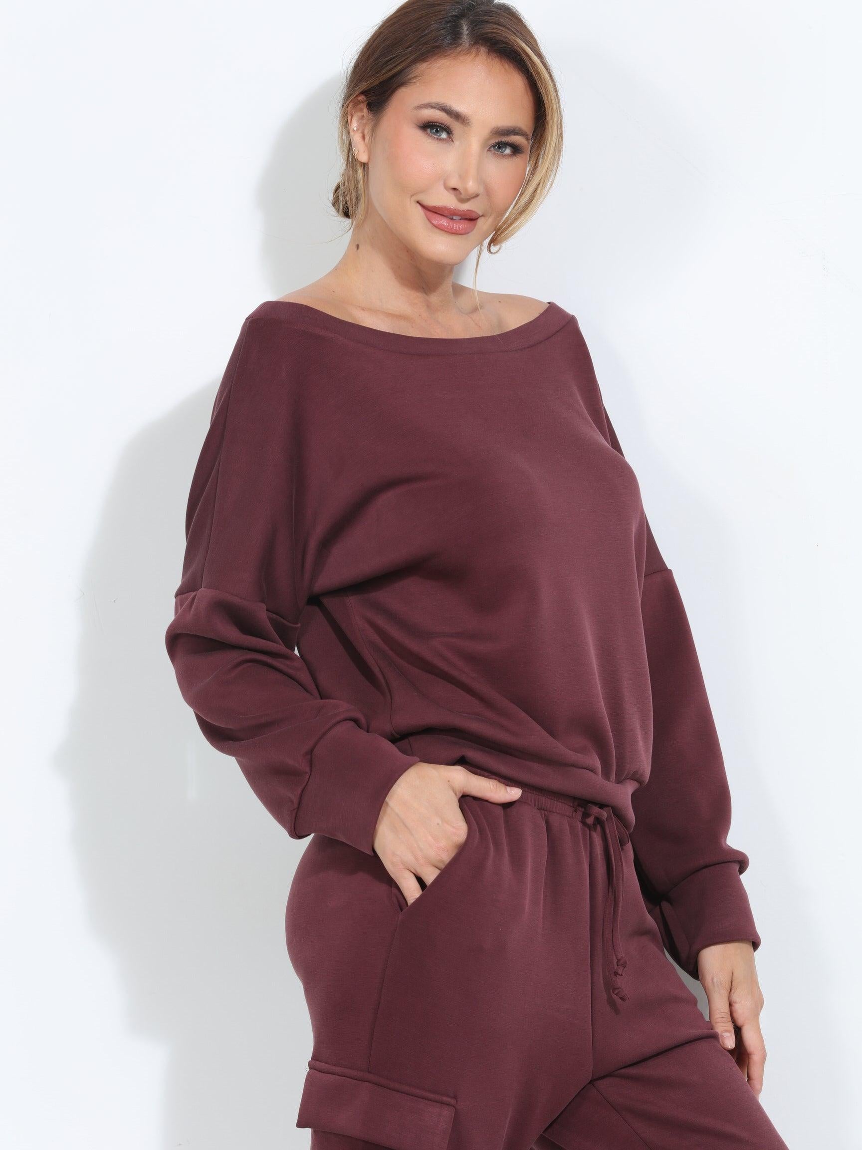 Wine Soft Stretch Sweatshirt-BEST SELLER