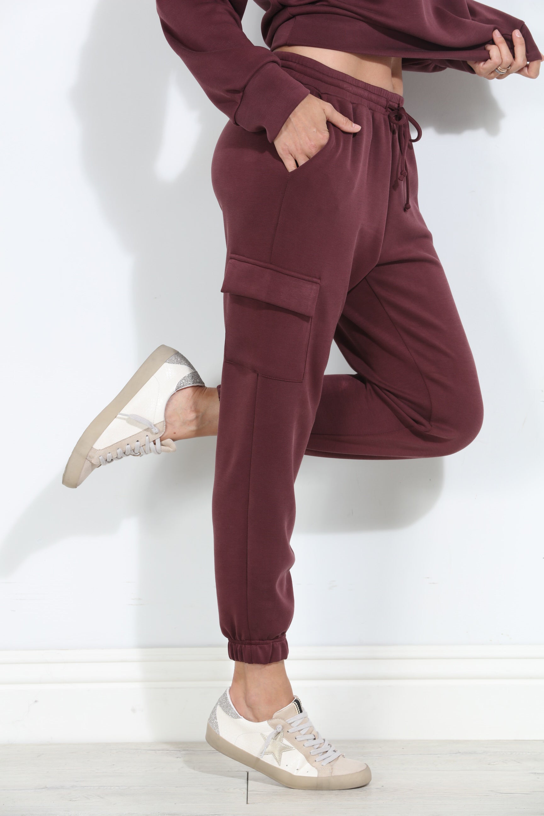 Wine Soft Stretch Joggers-BEST SELLER