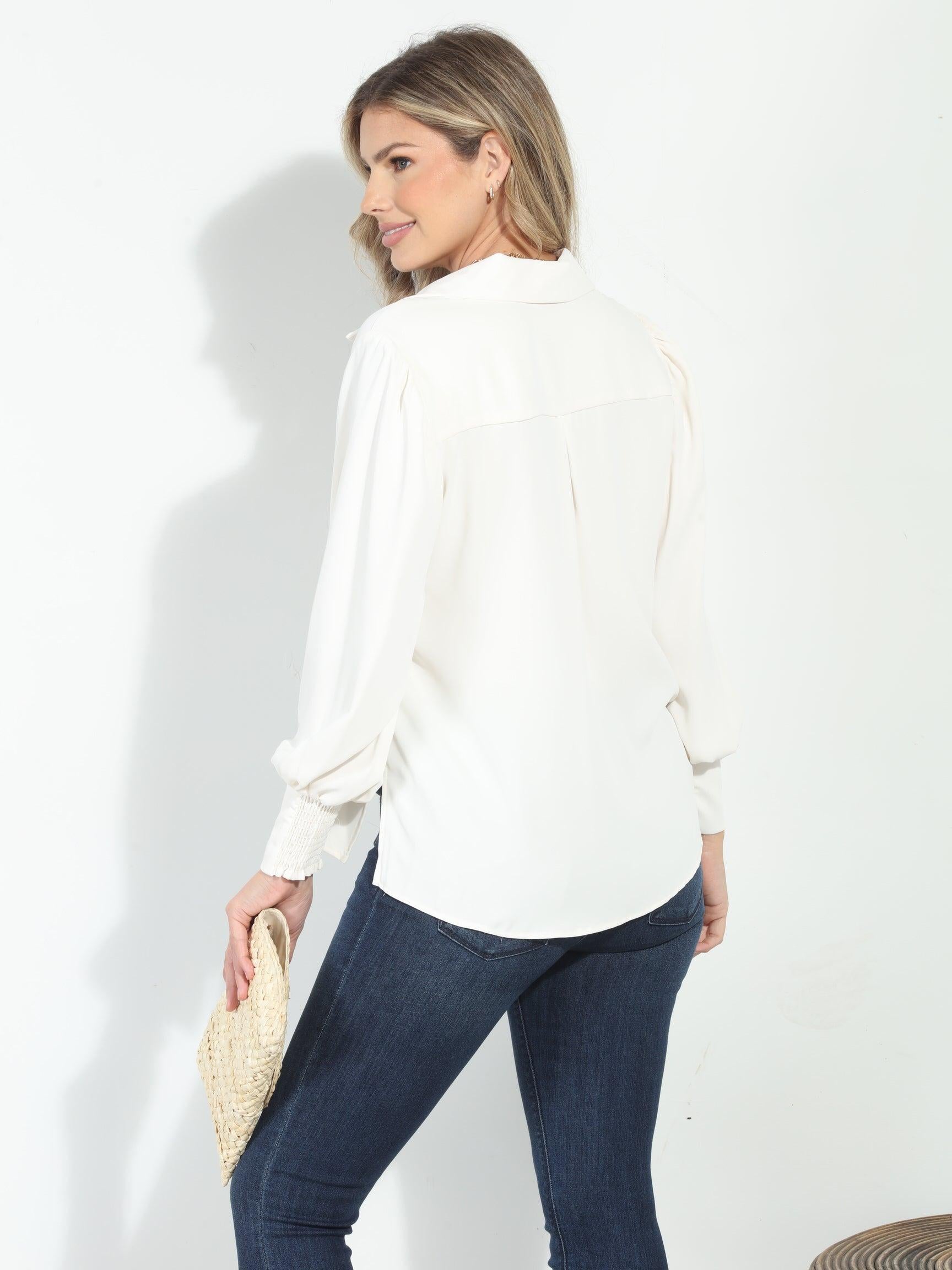 Ivory Politan Button Blouse