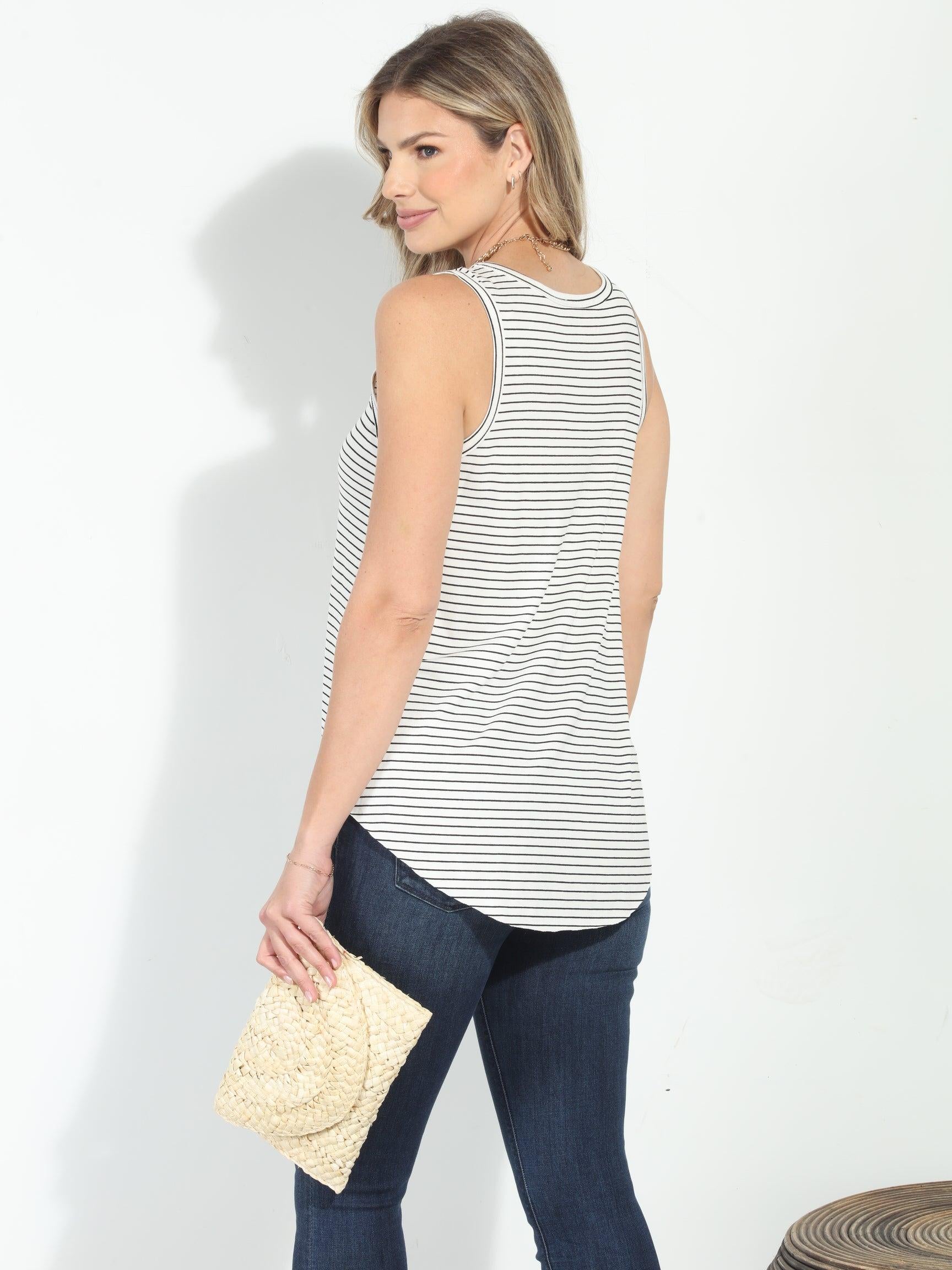 Easy Jersey Tank- Vonny Stripe-FINAL SALE