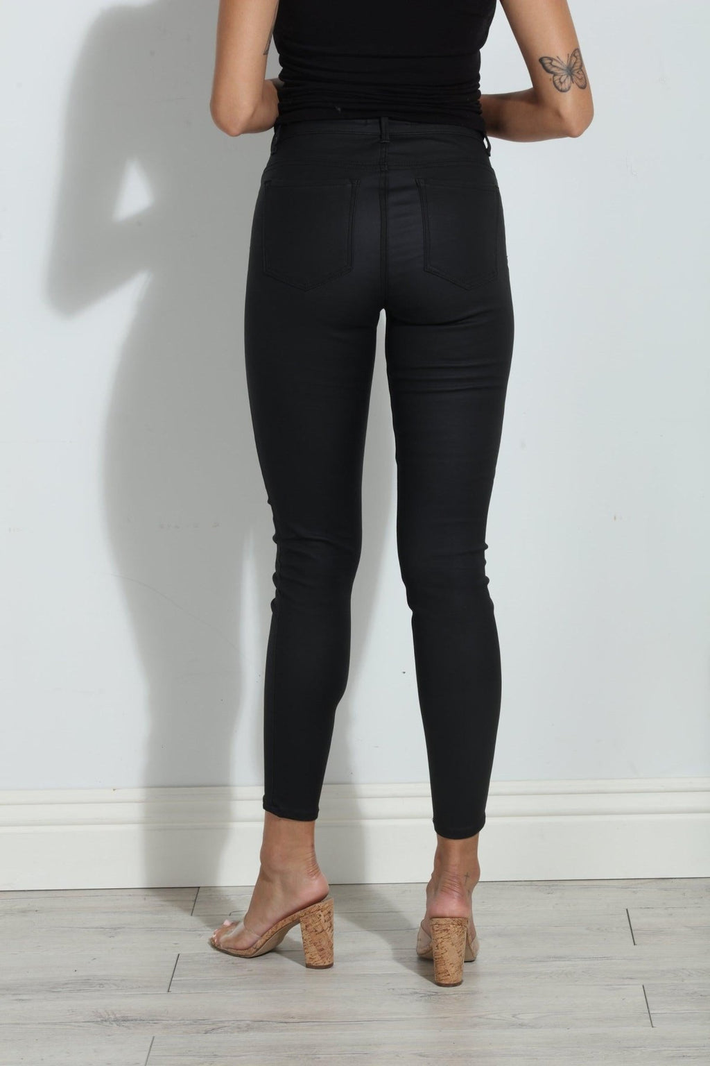 Tractr High Rise Skinny-Black Coated- FINAL SALE
