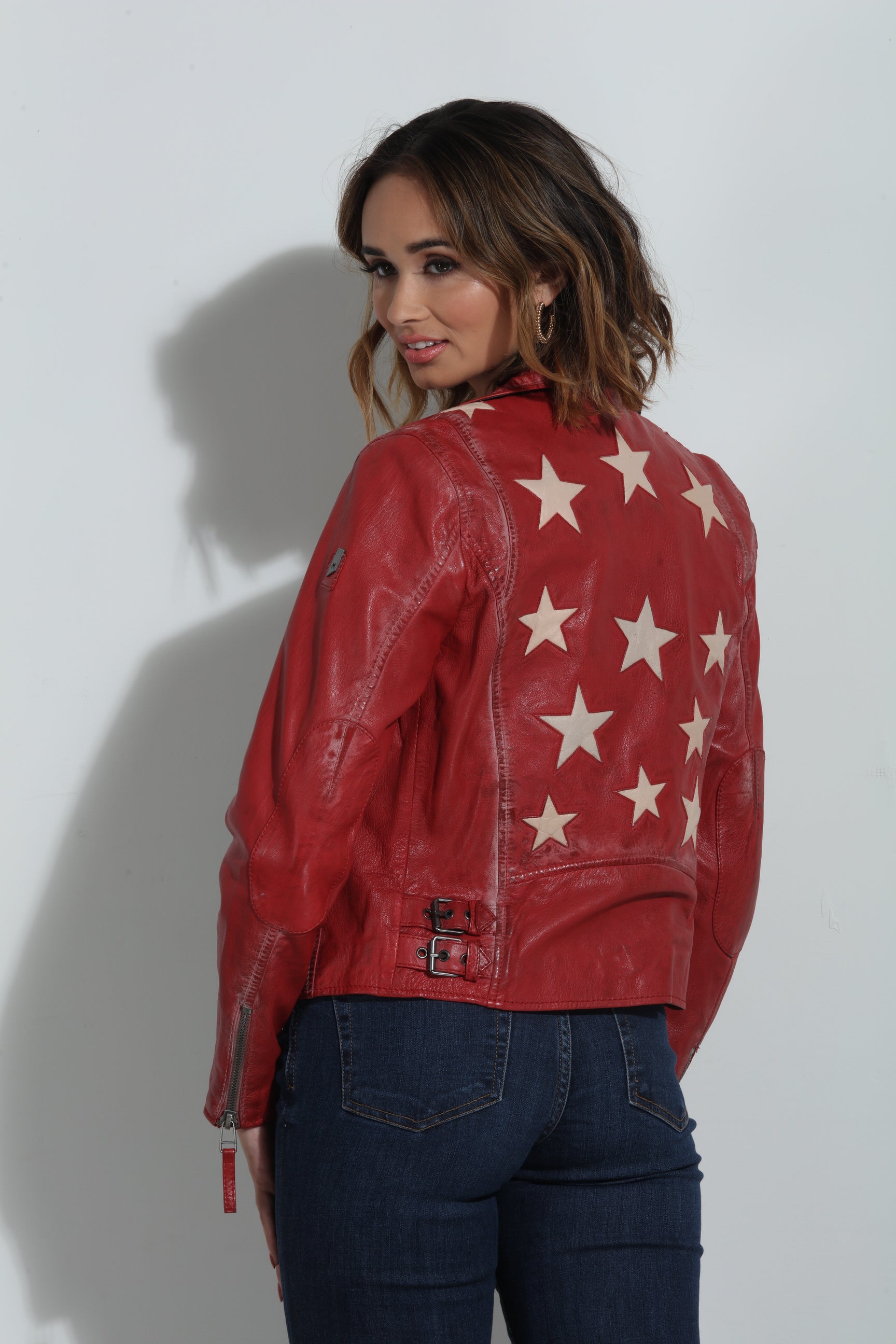 Mauritius Christy Star Leather Jacket- Red-BEST SELLER♥️