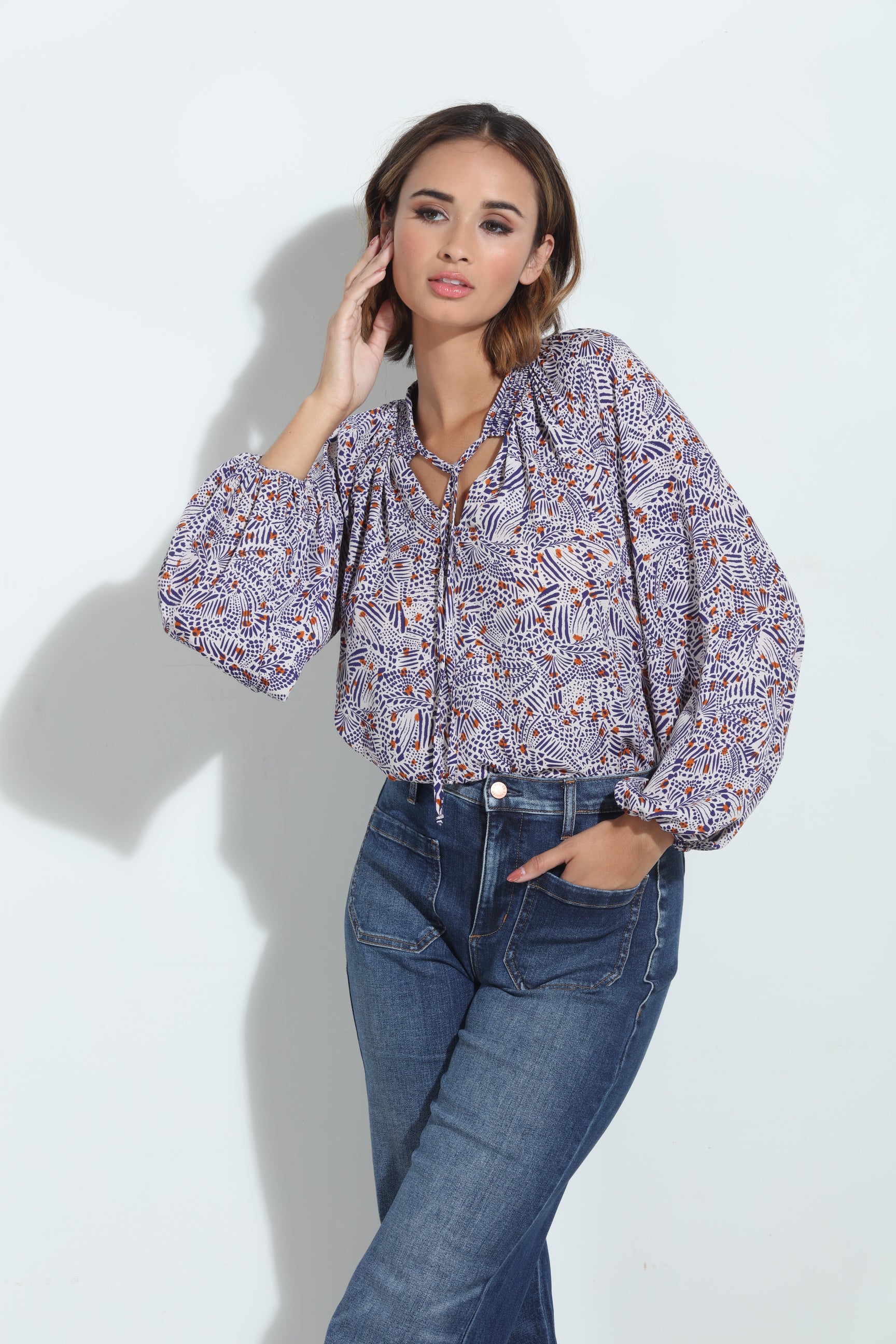 Ornella Smocked Neck Blouse