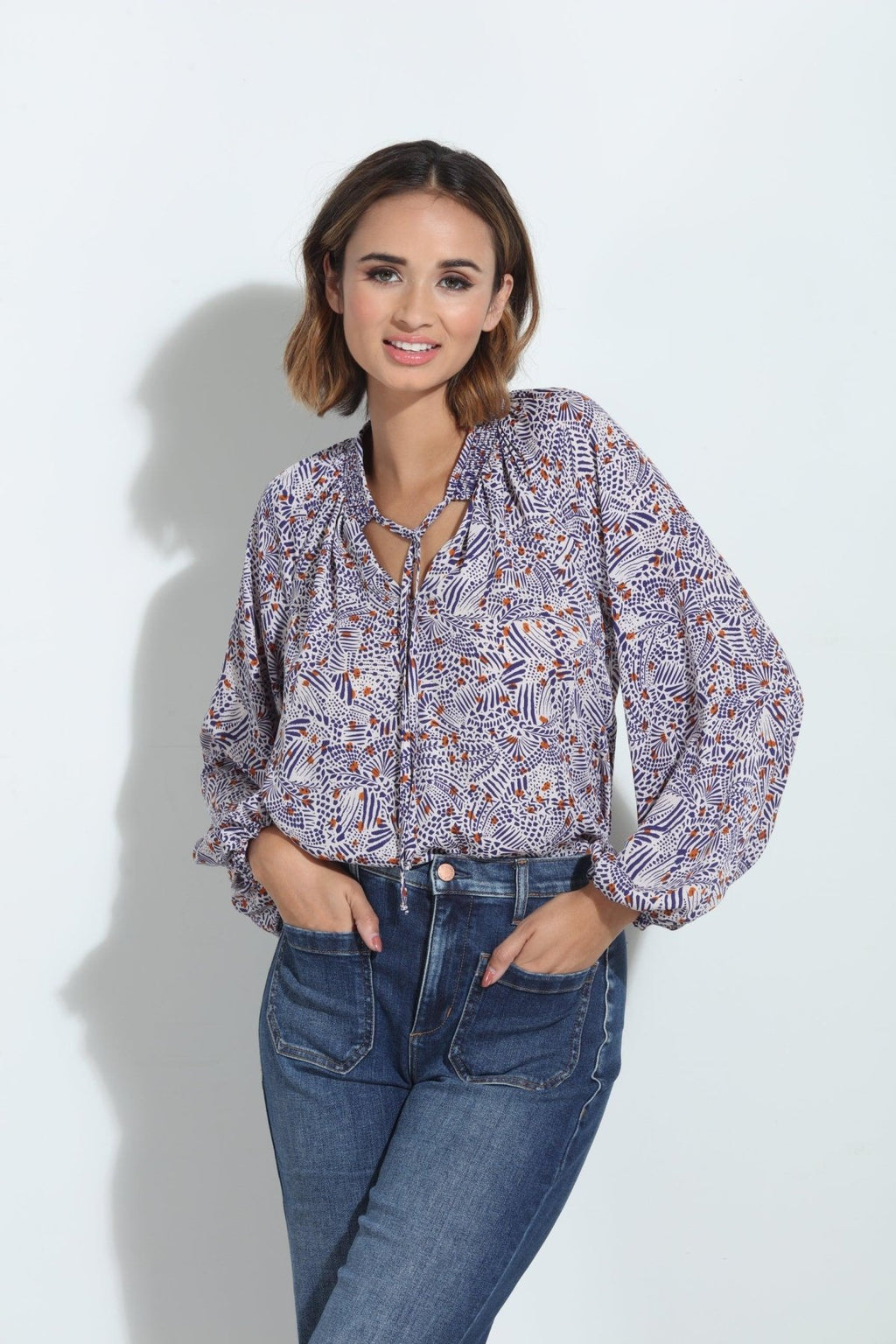 Ornella Smocked Neck Blouse-FINAL SALE