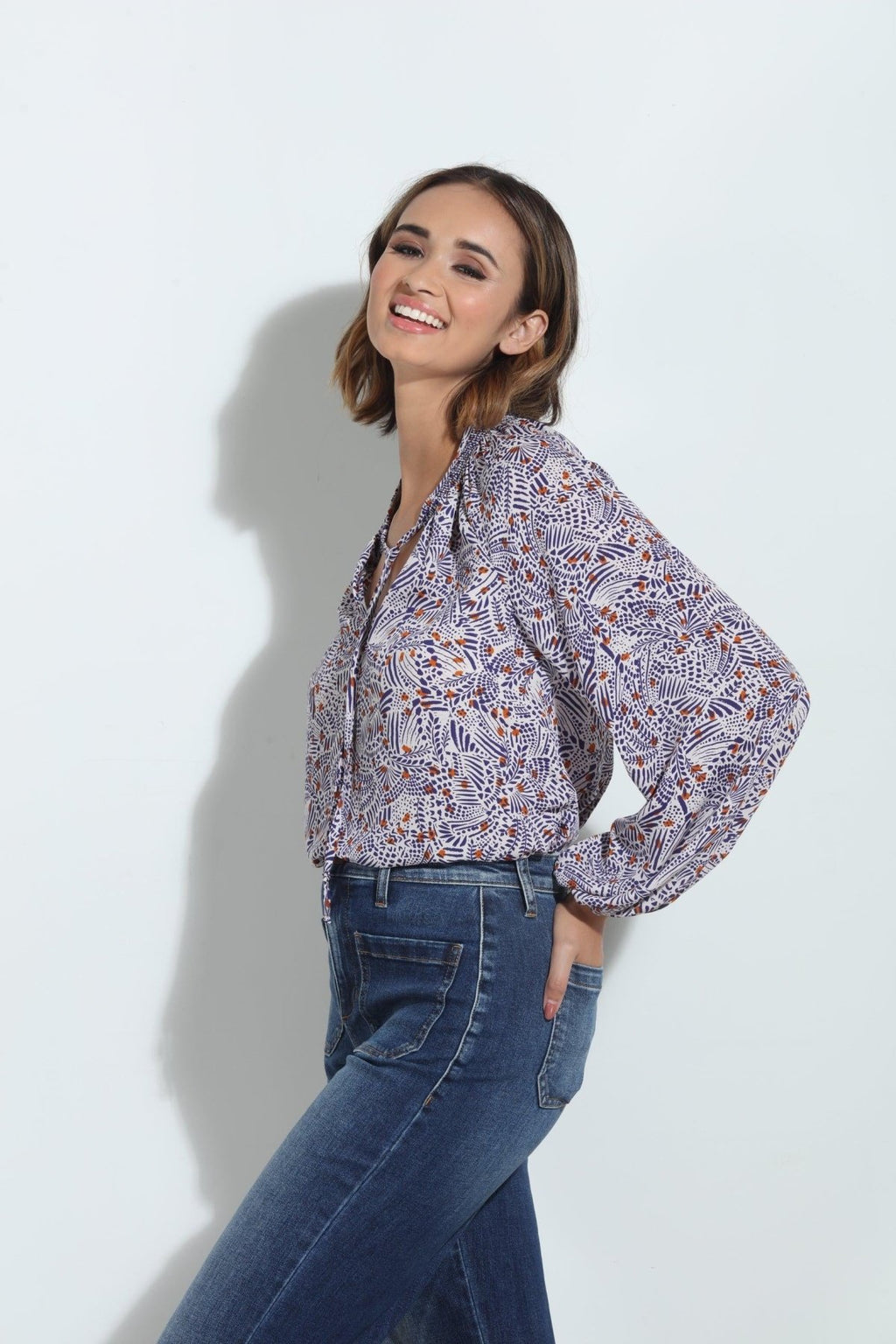 Ornella Smocked Neck Blouse-FINAL SALE