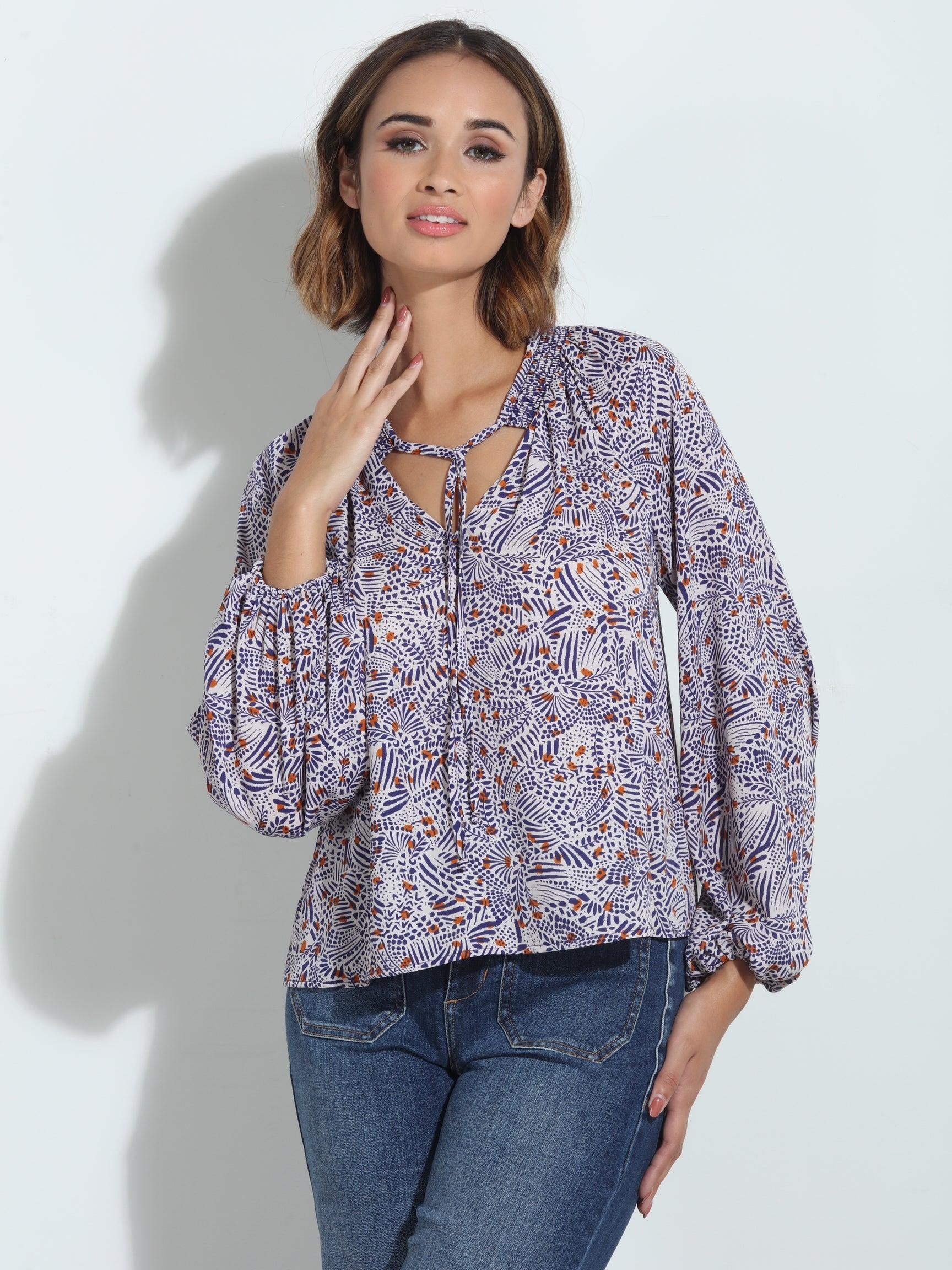 Ornella Smocked Neck Blouse-FINAL SALE