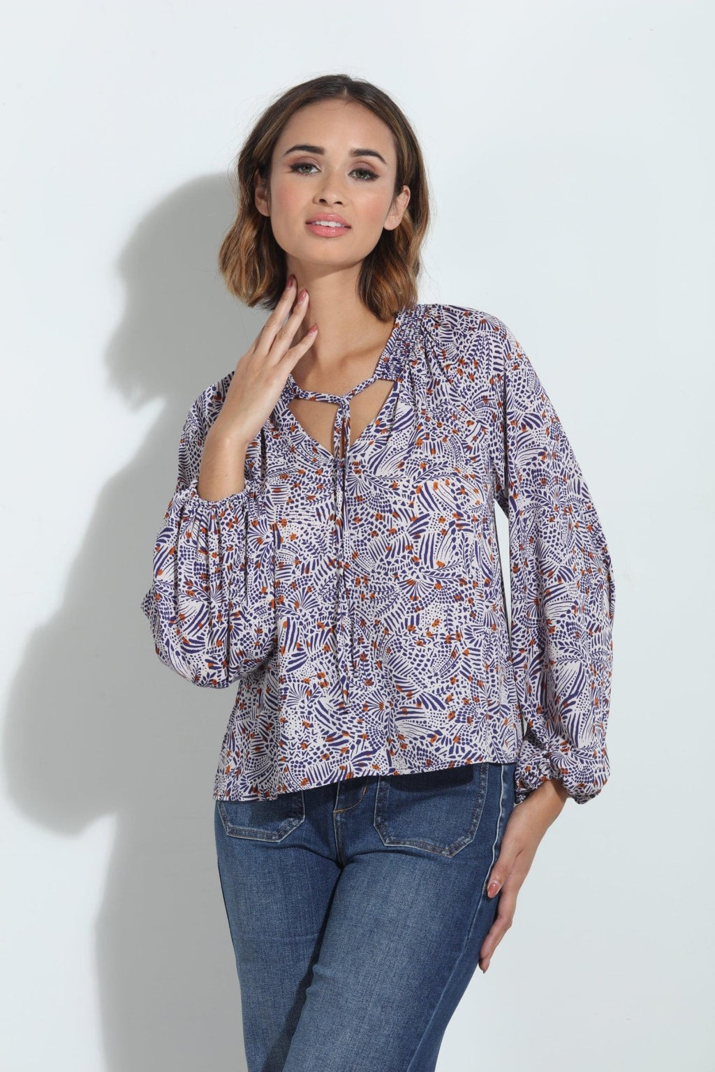 Ornella Smocked Neck Blouse-FINAL SALE