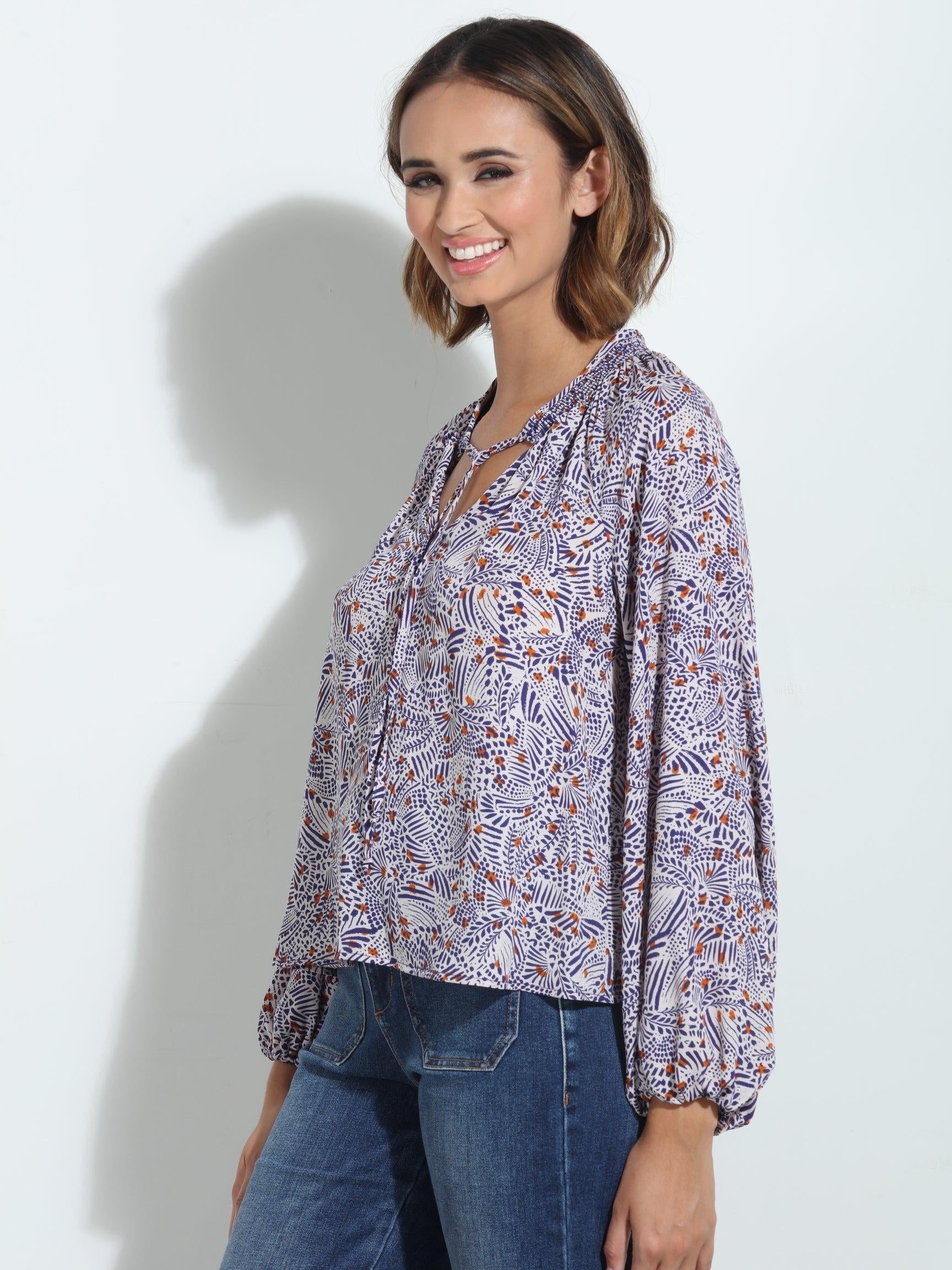 Ornella Smocked Neck Blouse-FINAL SALE
