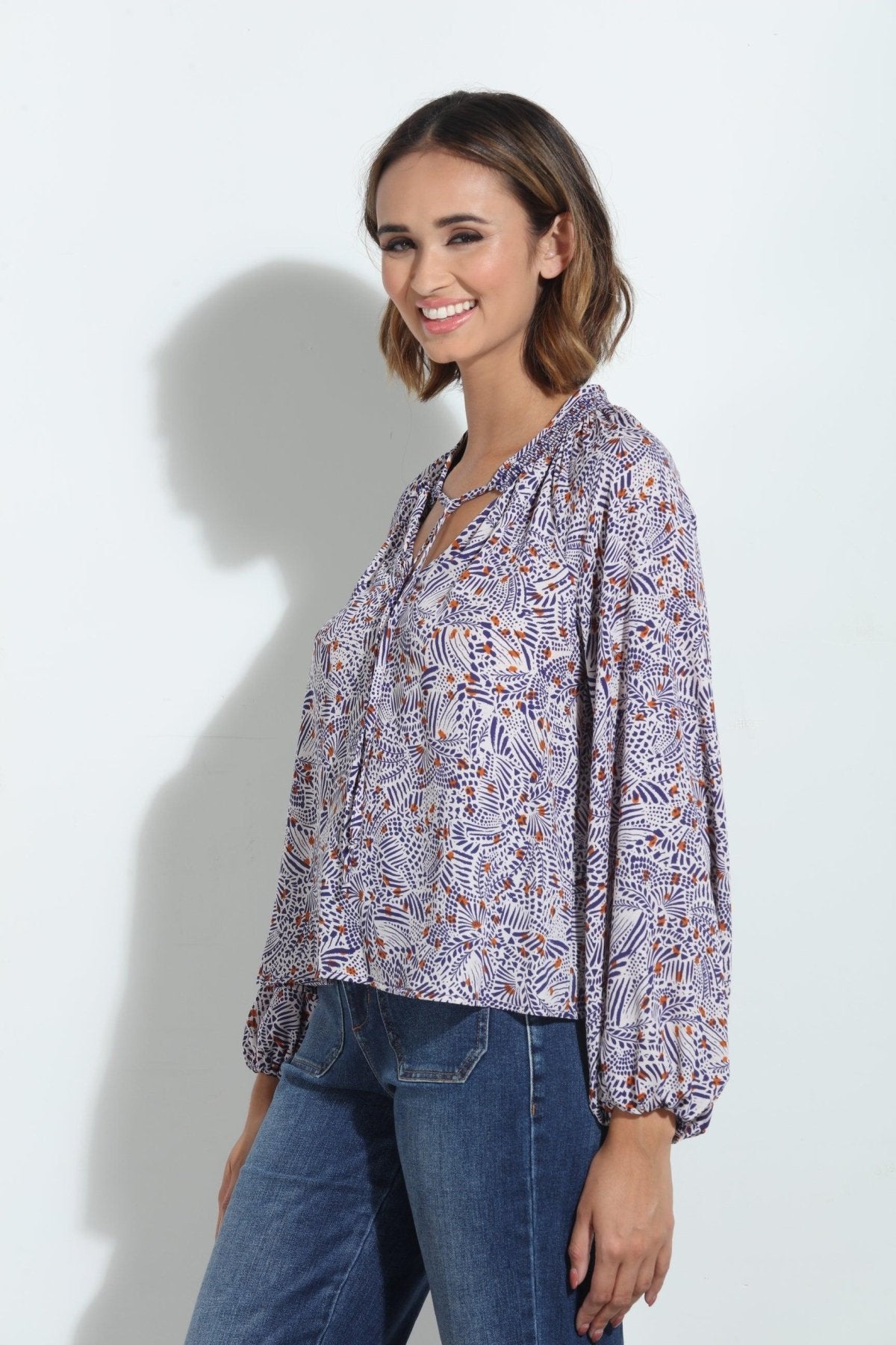 Ornella Smocked Neck Blouse-FINAL SALE