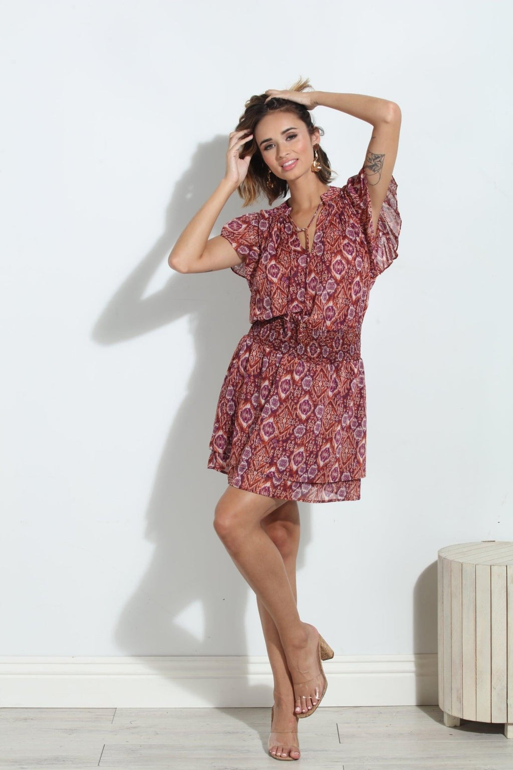 Nellly Short Sleeve Smocked Dress