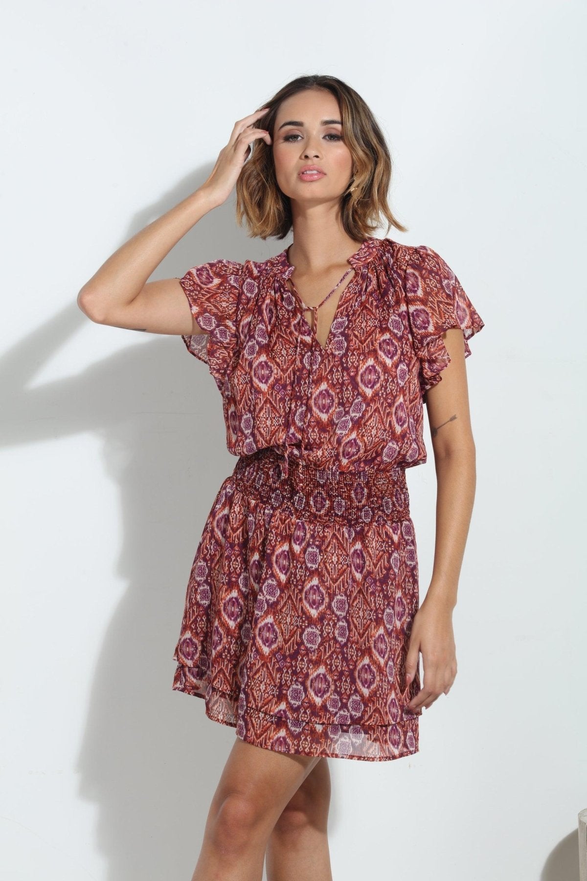 Nellly Short Sleeve Smocked Dress