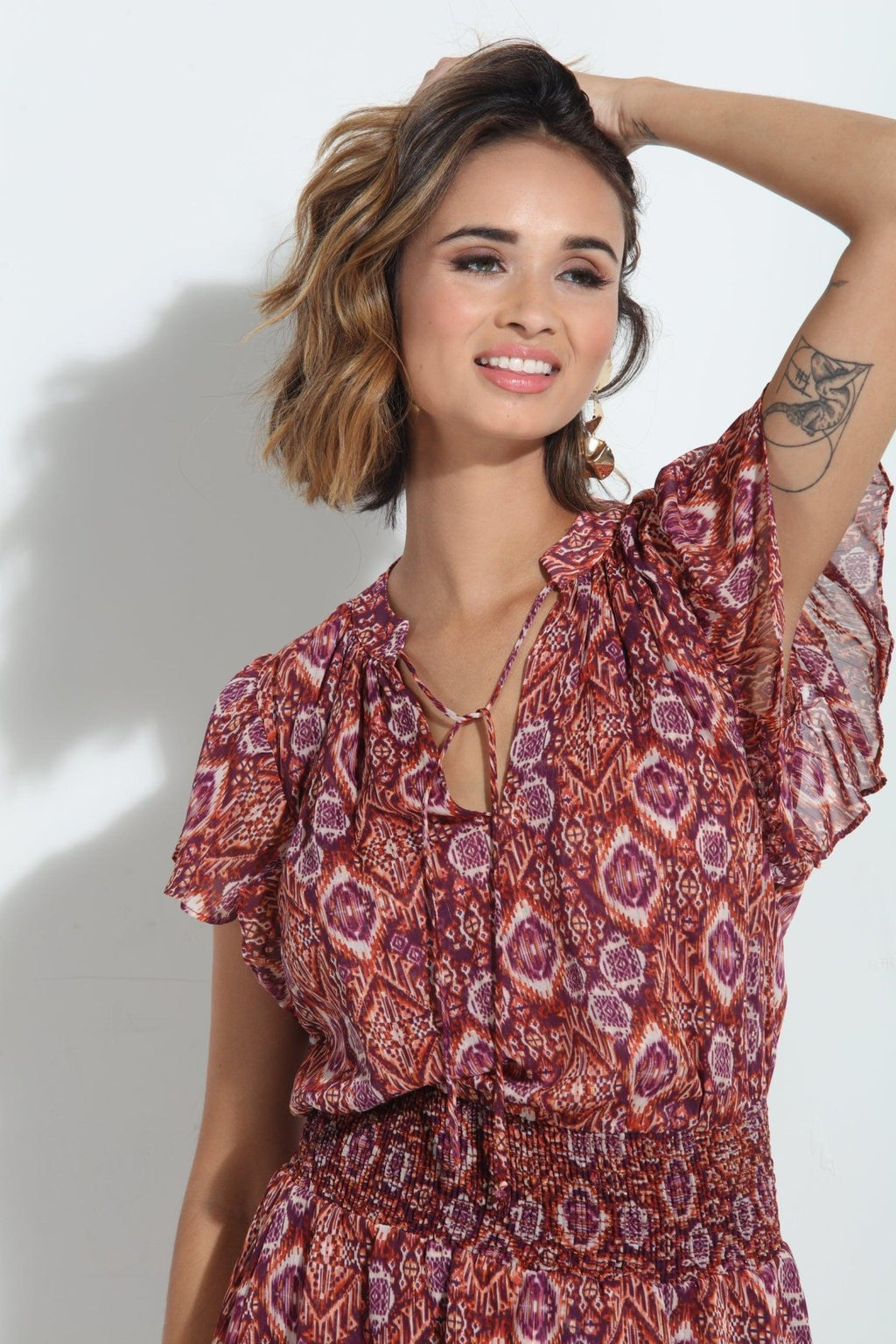 Nellly Short Sleeve Smocked Dress