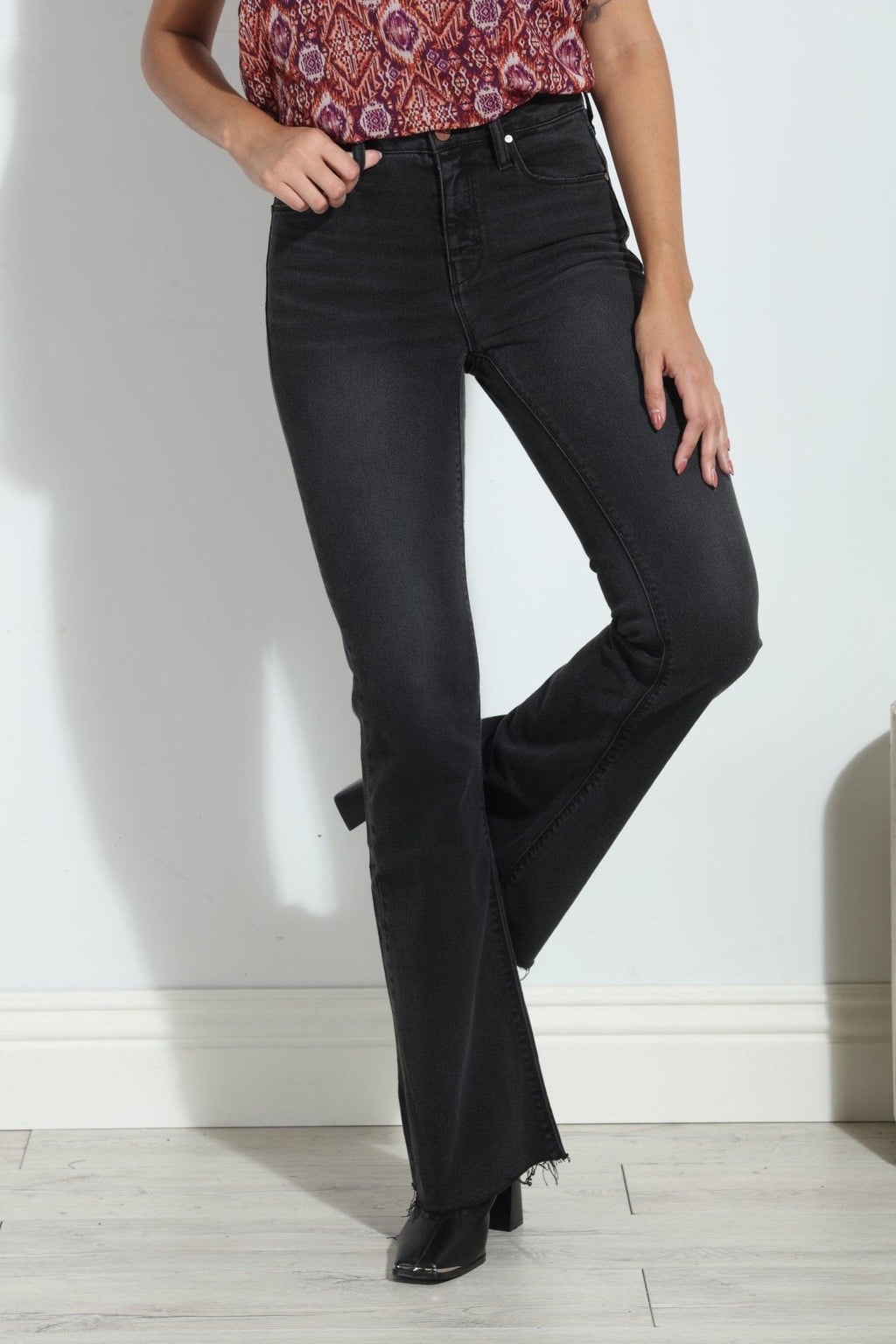 Unpublished Distressed Janet Flare Jean- Black - FINAL SALE