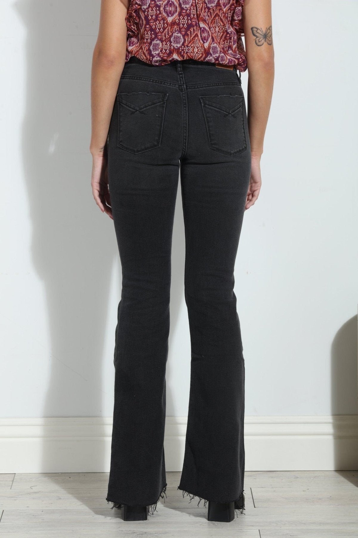 Unpublished Distressed Janet Flare Jean- Black - FINAL SALE