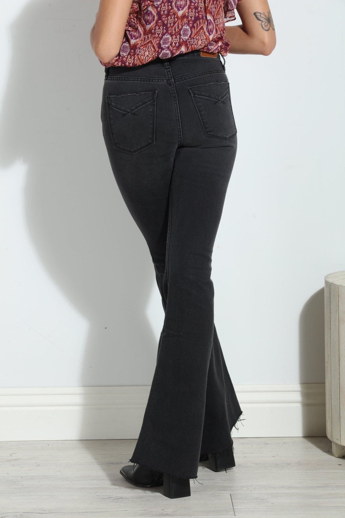 Unpublished Distressed Janet Flare Jean- Black - FINAL SALE