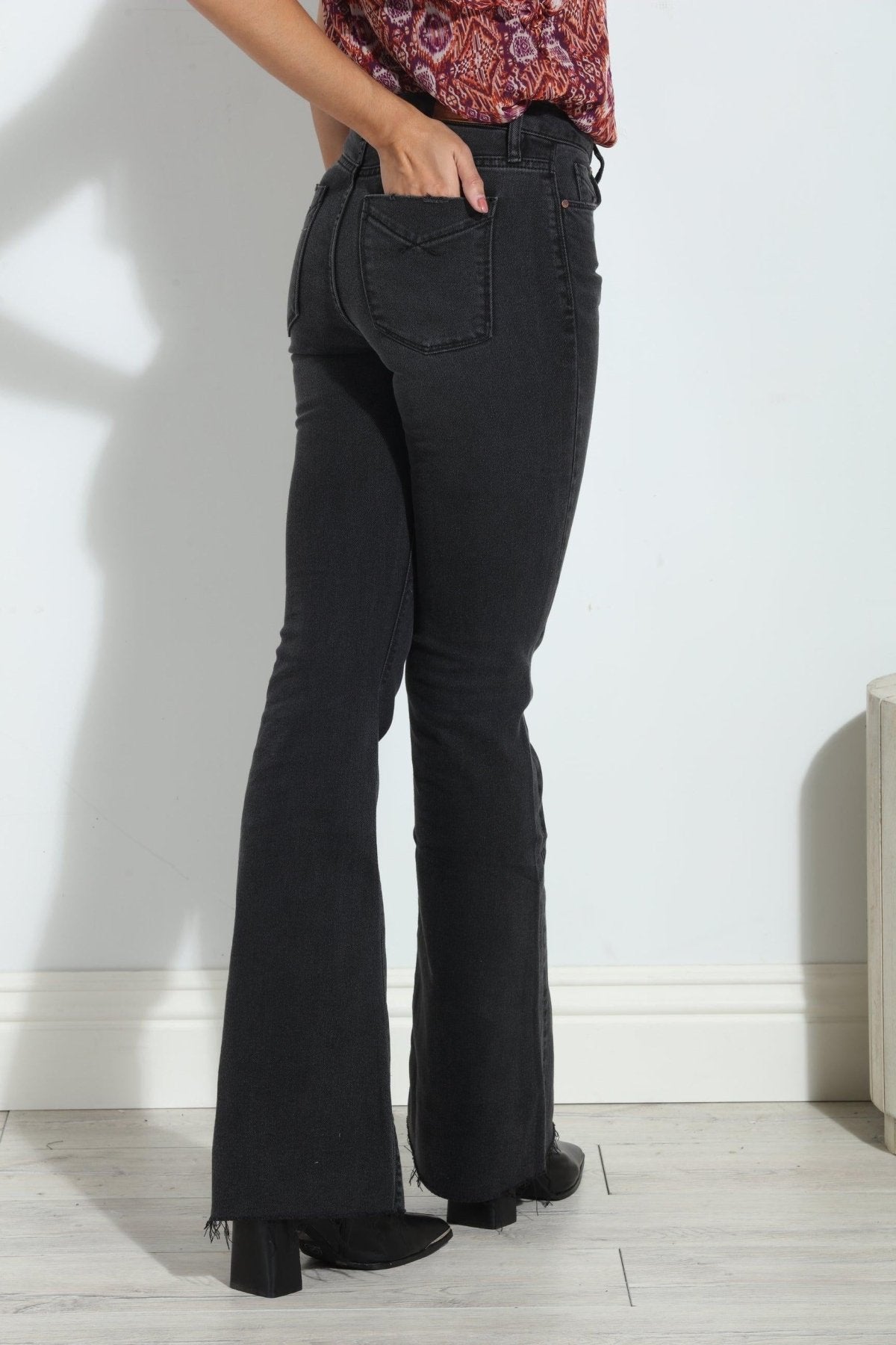 Unpublished Distressed Janet Flare Jean- Black - FINAL SALE