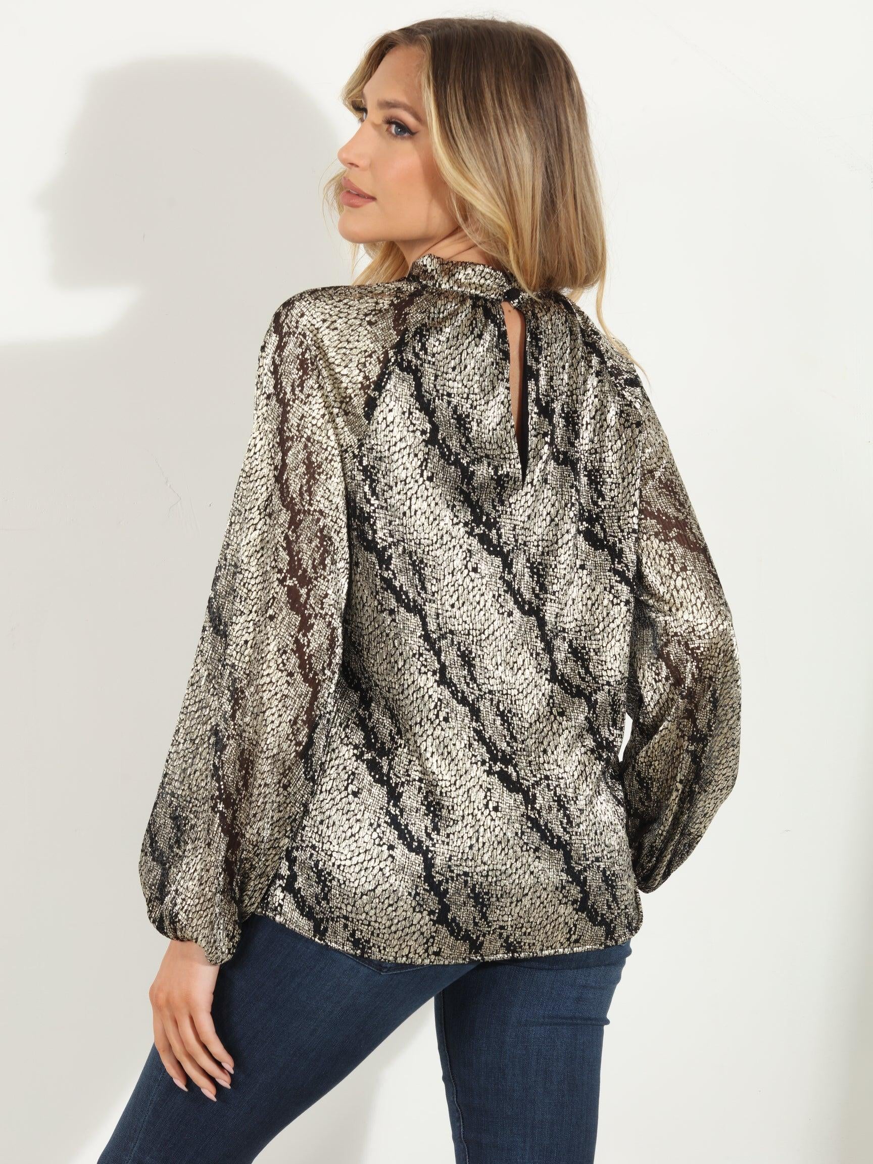 Gigi Foil Twist Blouse- FINAL SALE