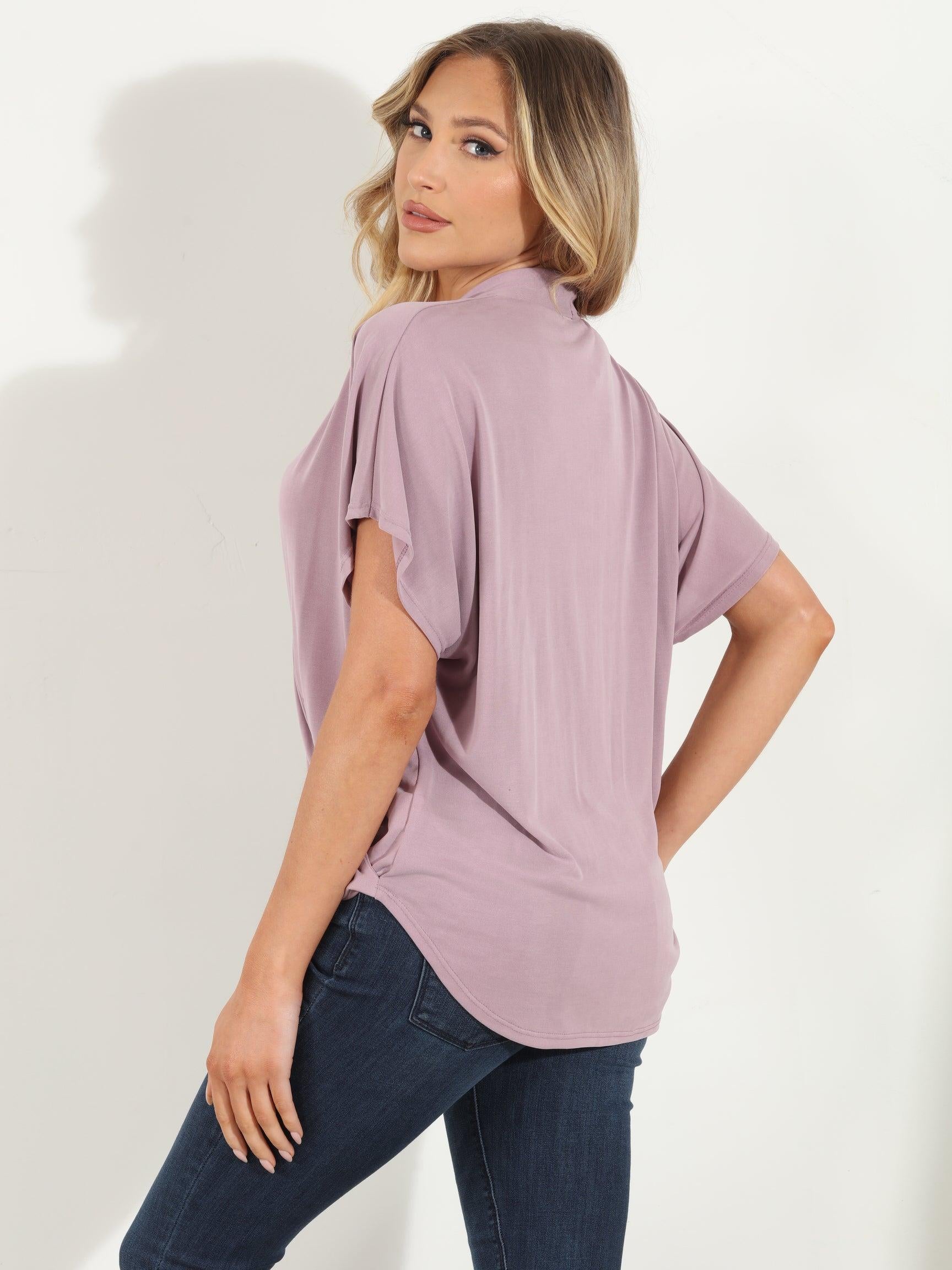 Lt Mauve Cupro Surplice Tee