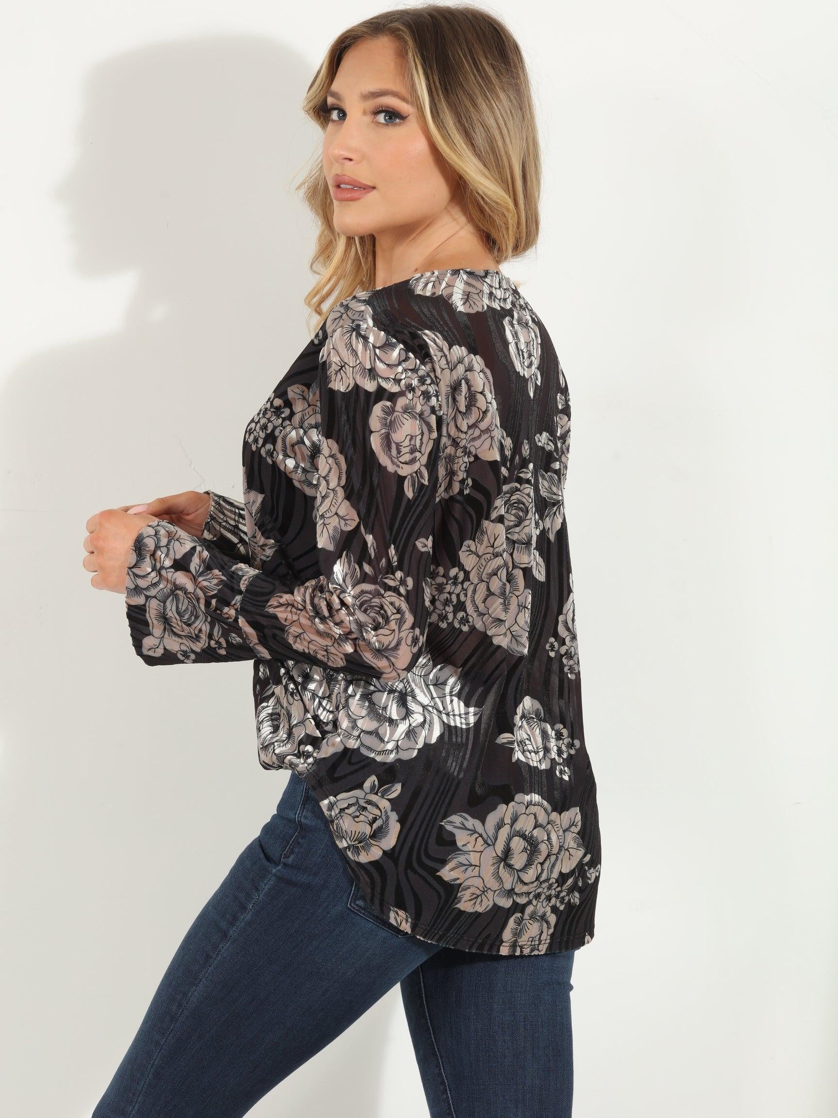 Rosco Velvet Surplice Bell Sleeve Top-FINAL SALE