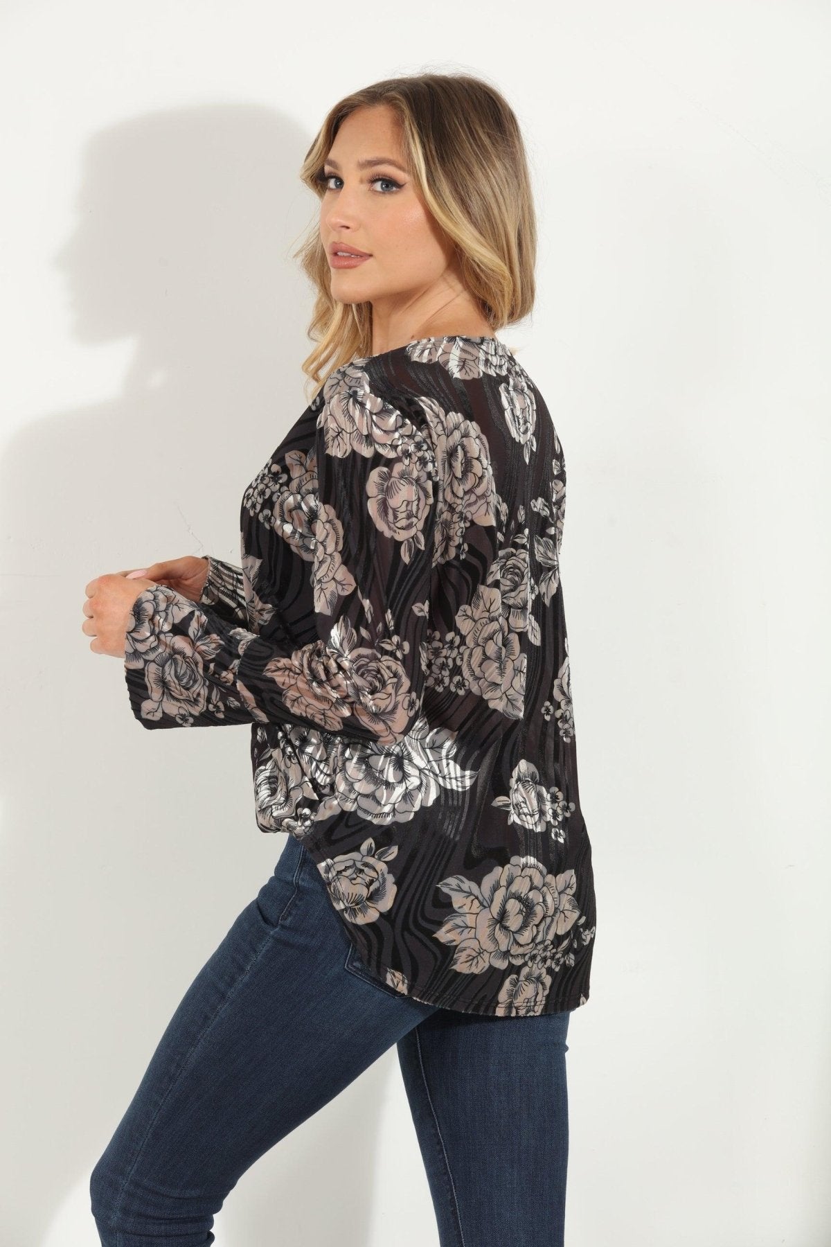 Rosco Velvet Surplice Bell Sleeve Top-FINAL SALE