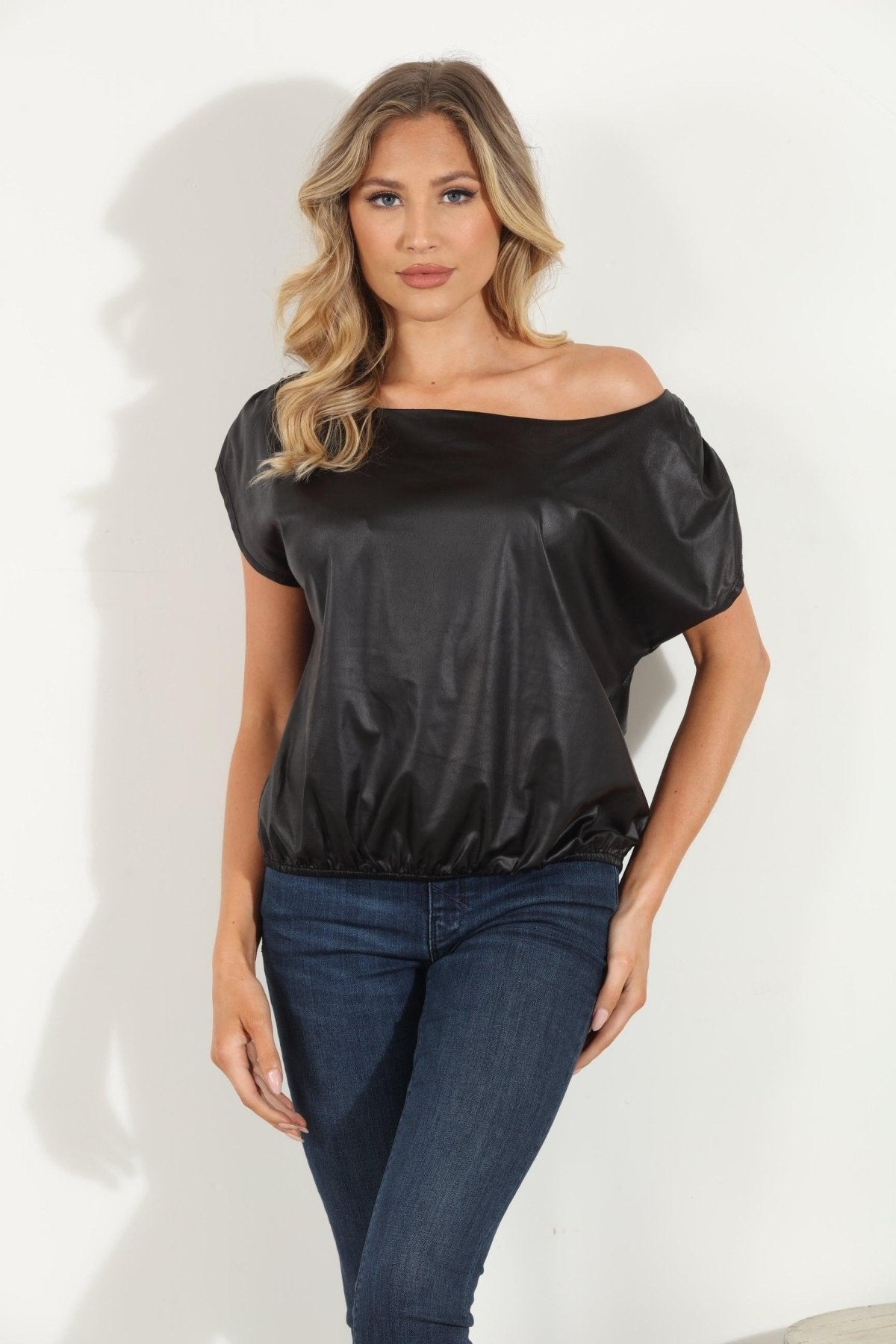 OTS Faux Leather Tee -FINAL SALE