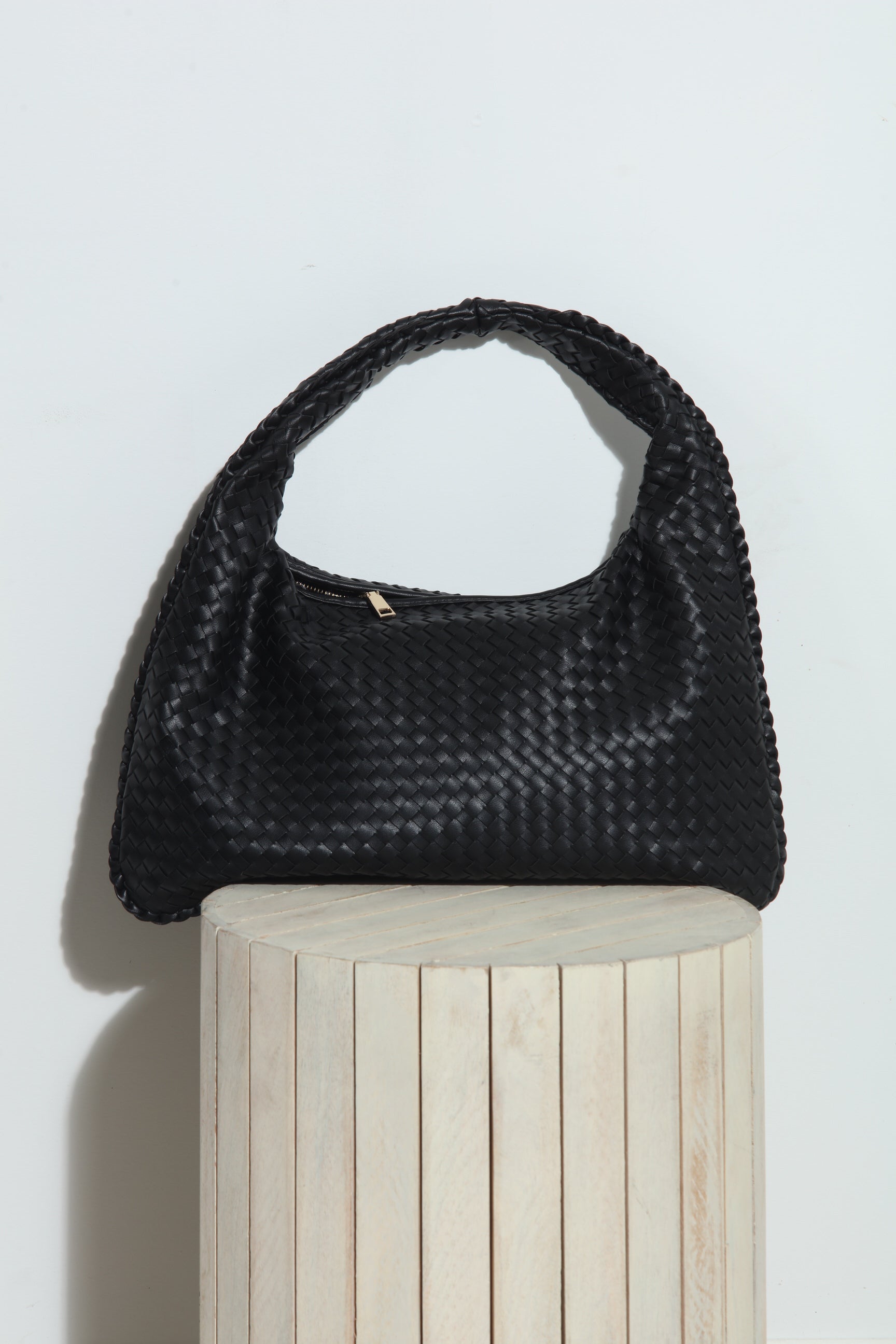 Black Woven Shoulder Purse