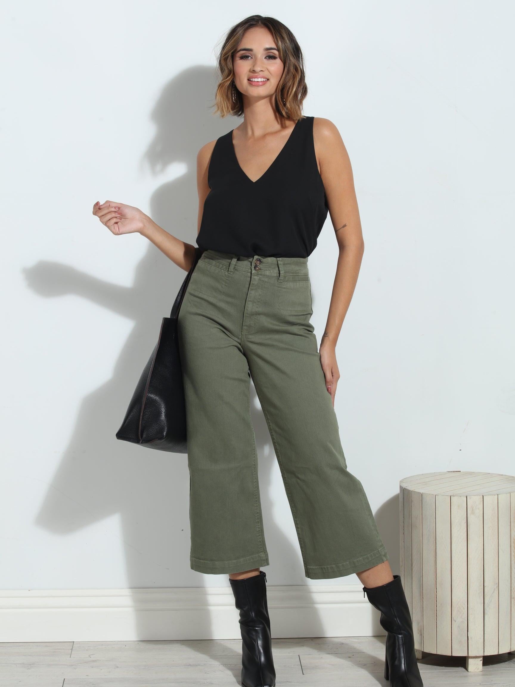 Unpublished Gemma Olive Cropped  Pant-FINAL SALE
