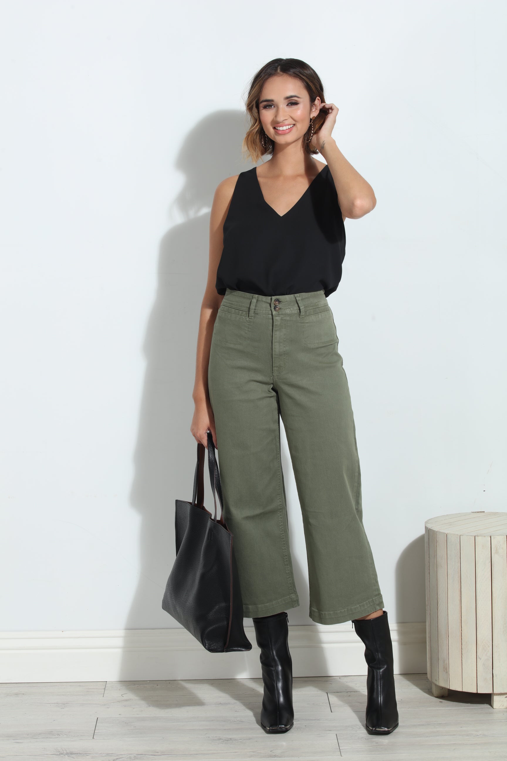 Unpublished Gemma Olive Cropped  Pant-FINAL SALE