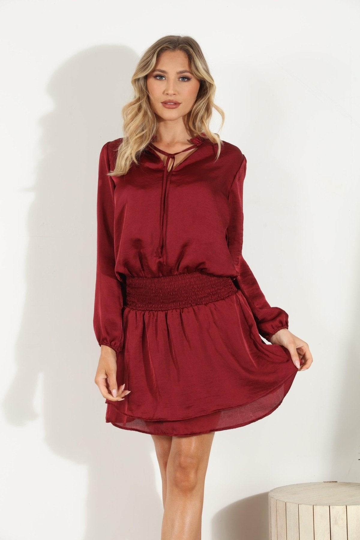 Ruby Heavy Satin Smocked Dress -FINAL SALE