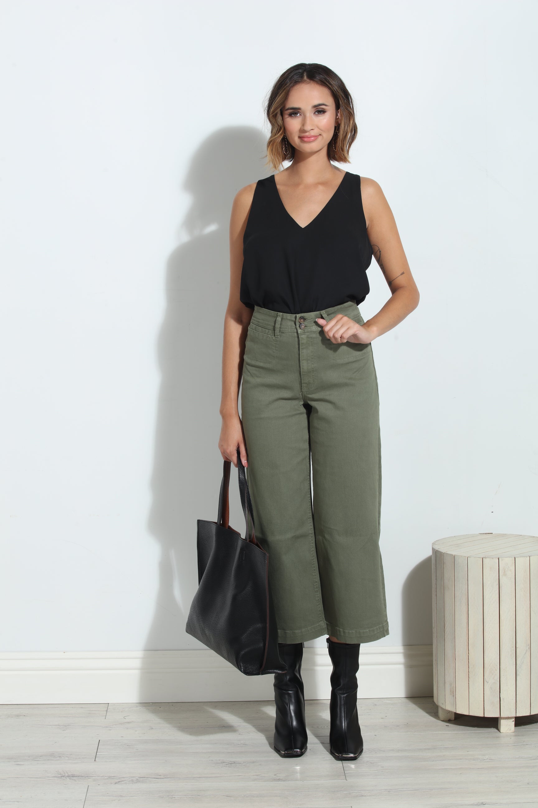 Unpublished Gemma Olive Cropped  Pant-FINAL SALE