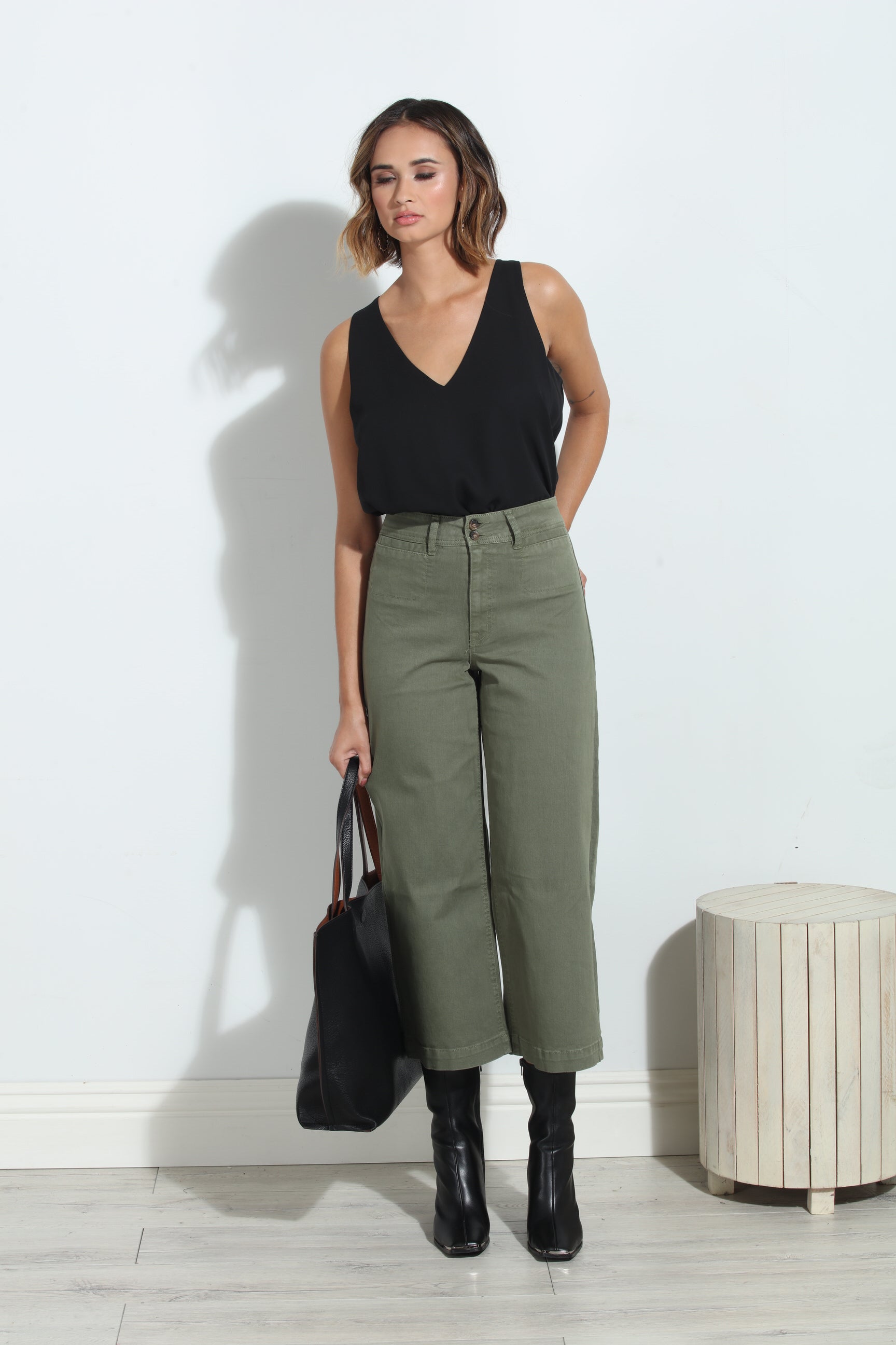 Unpublished Gemma Olive Cropped  Pant-FINAL SALE