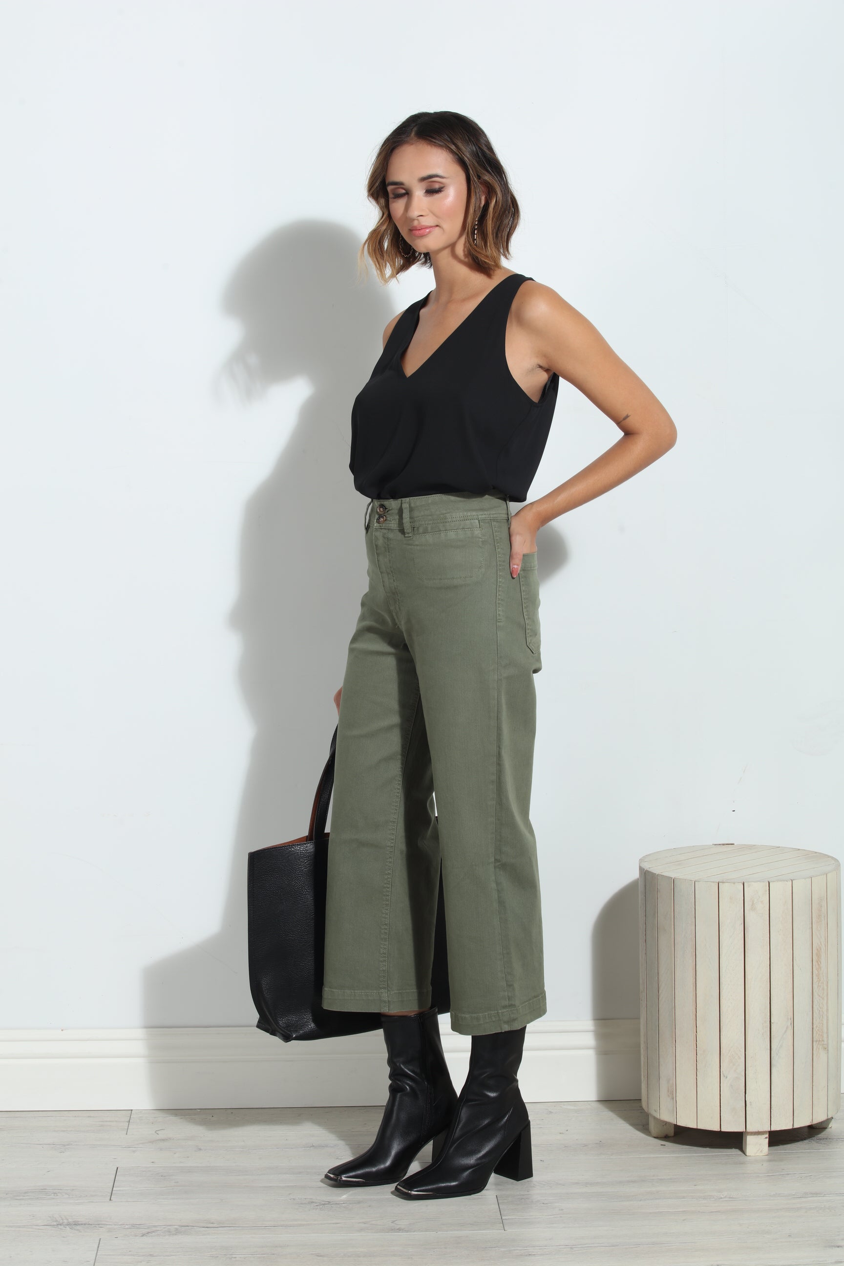 Unpublished Gemma Olive Cropped  Pant-FINAL SALE