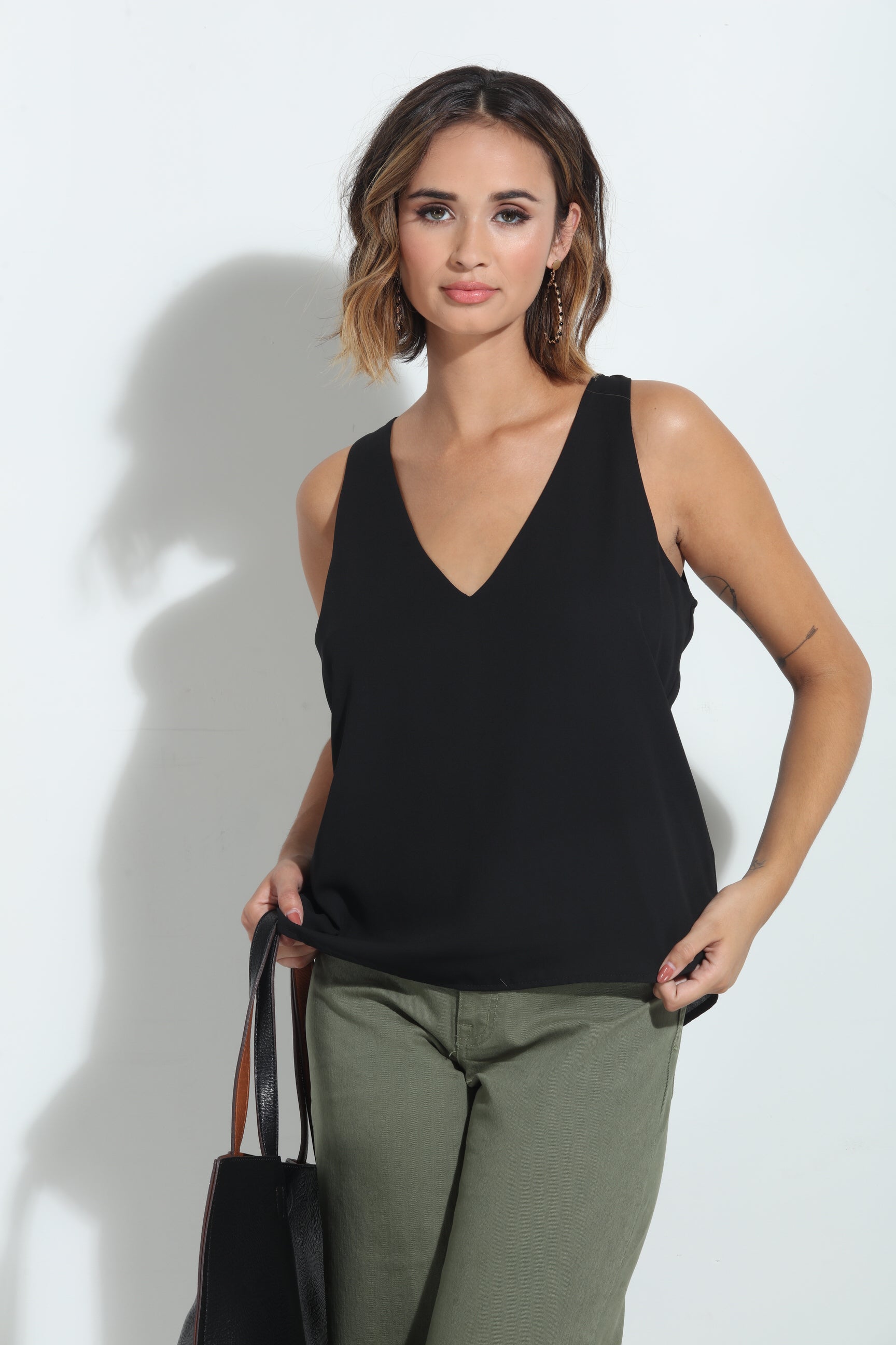 Black chiffon 2025 sleeveless top