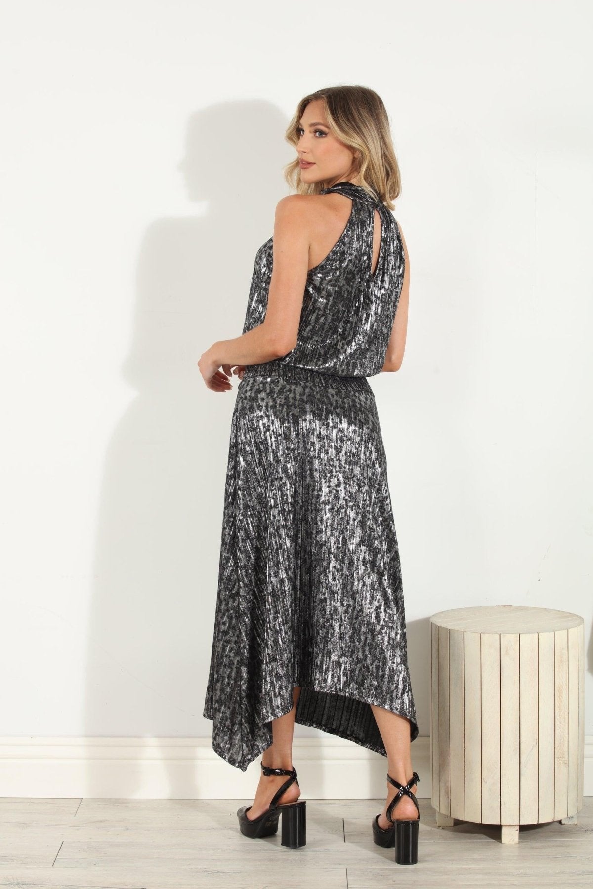 Gina Pleats Halter Maxi Dress-FINAL SALE