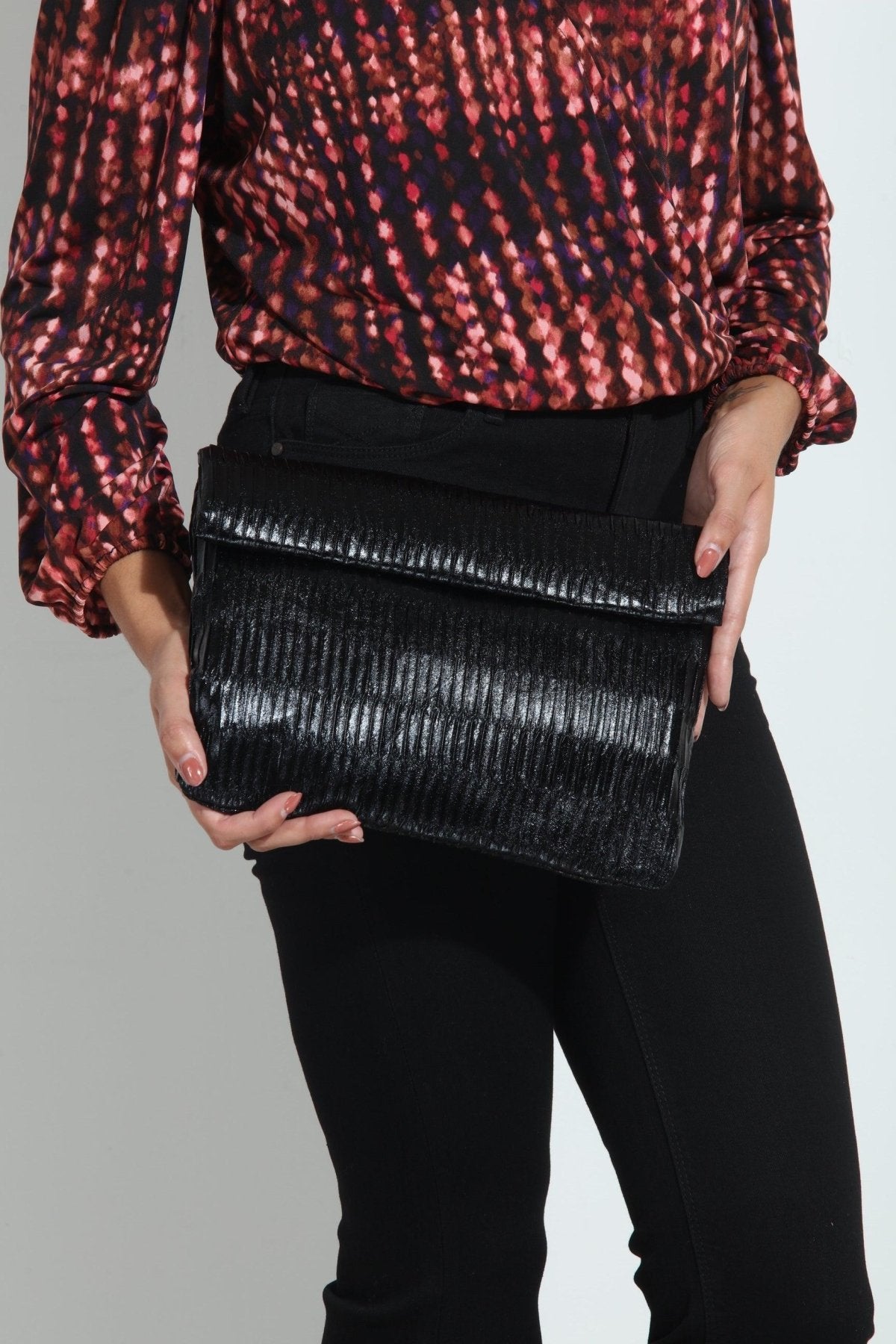 Gianna Fold Over Clutch- Black-FINAL SALE